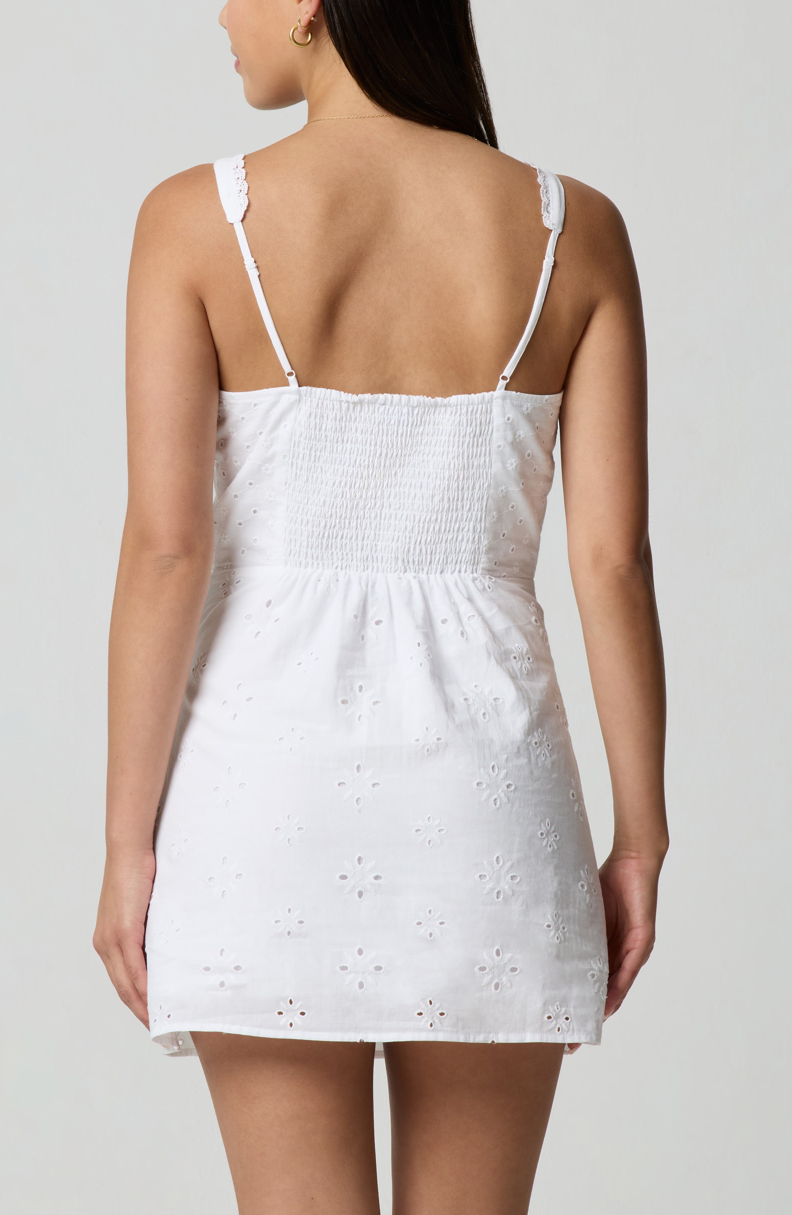 Eyelet Embroidered Cotton Mini Sundress - image 2