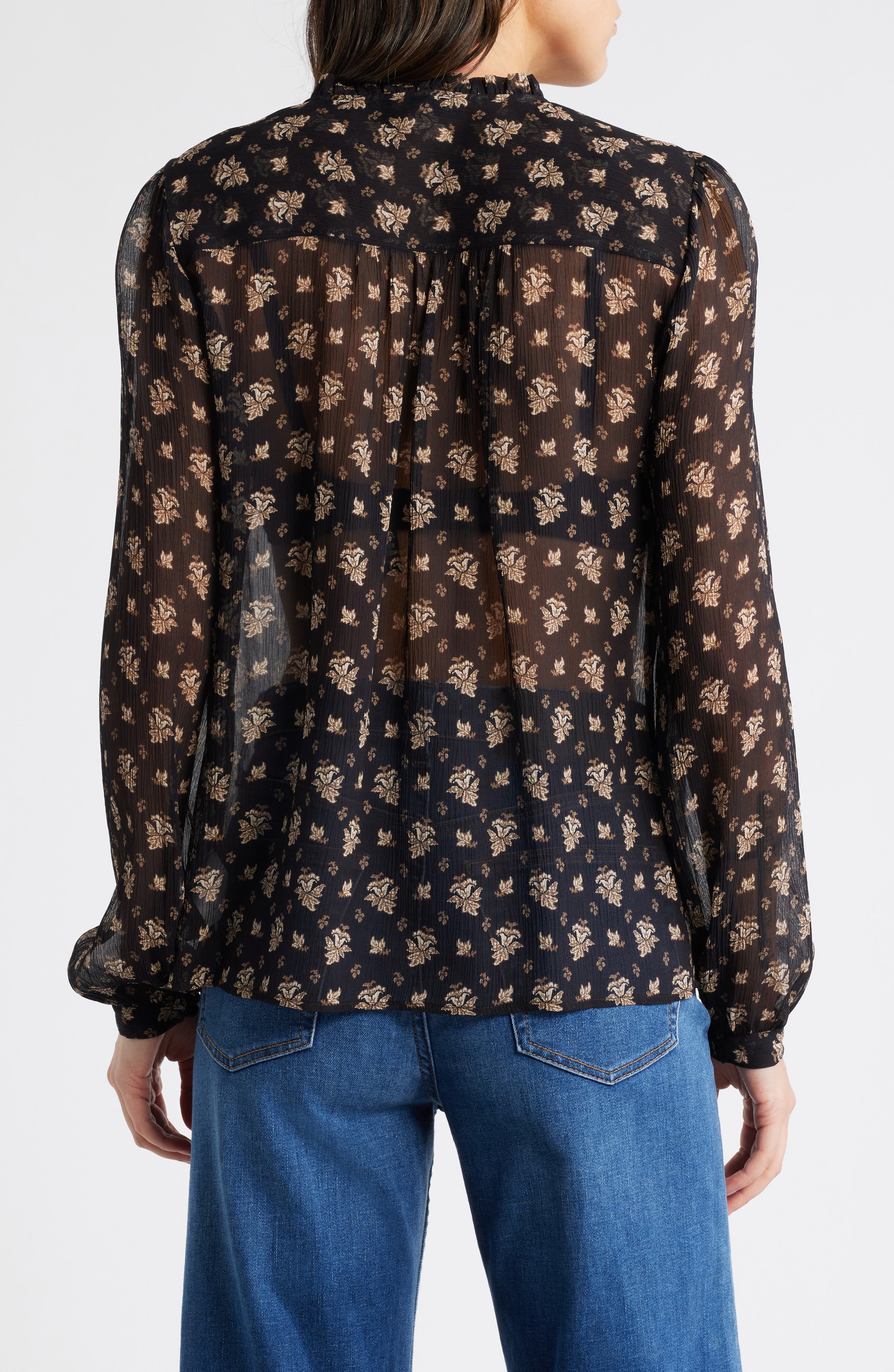 Monika Leaf Print Silk Button-Up Shirt - image 2