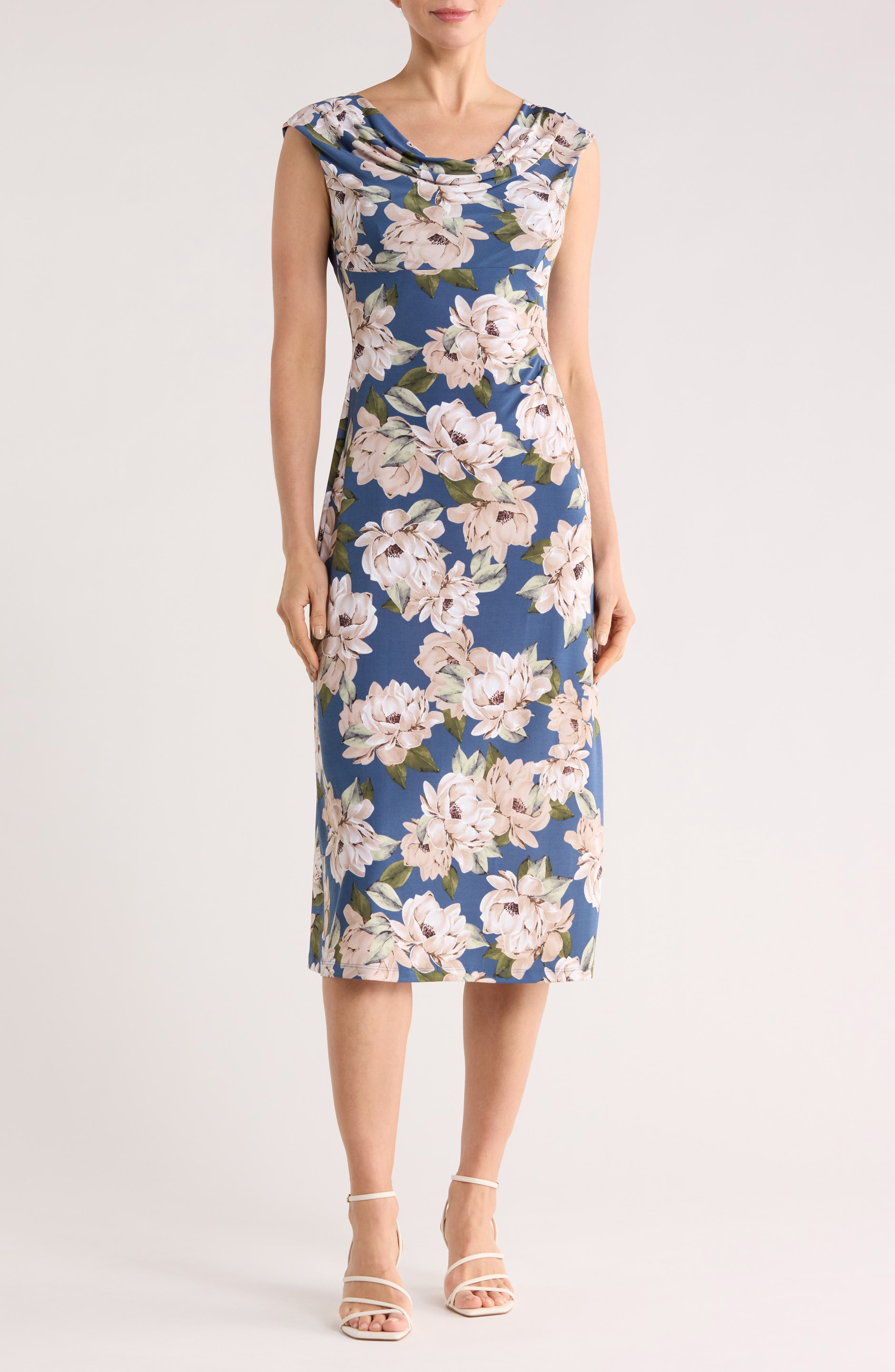 Floral Cowl Neck Midi Dress - image 1