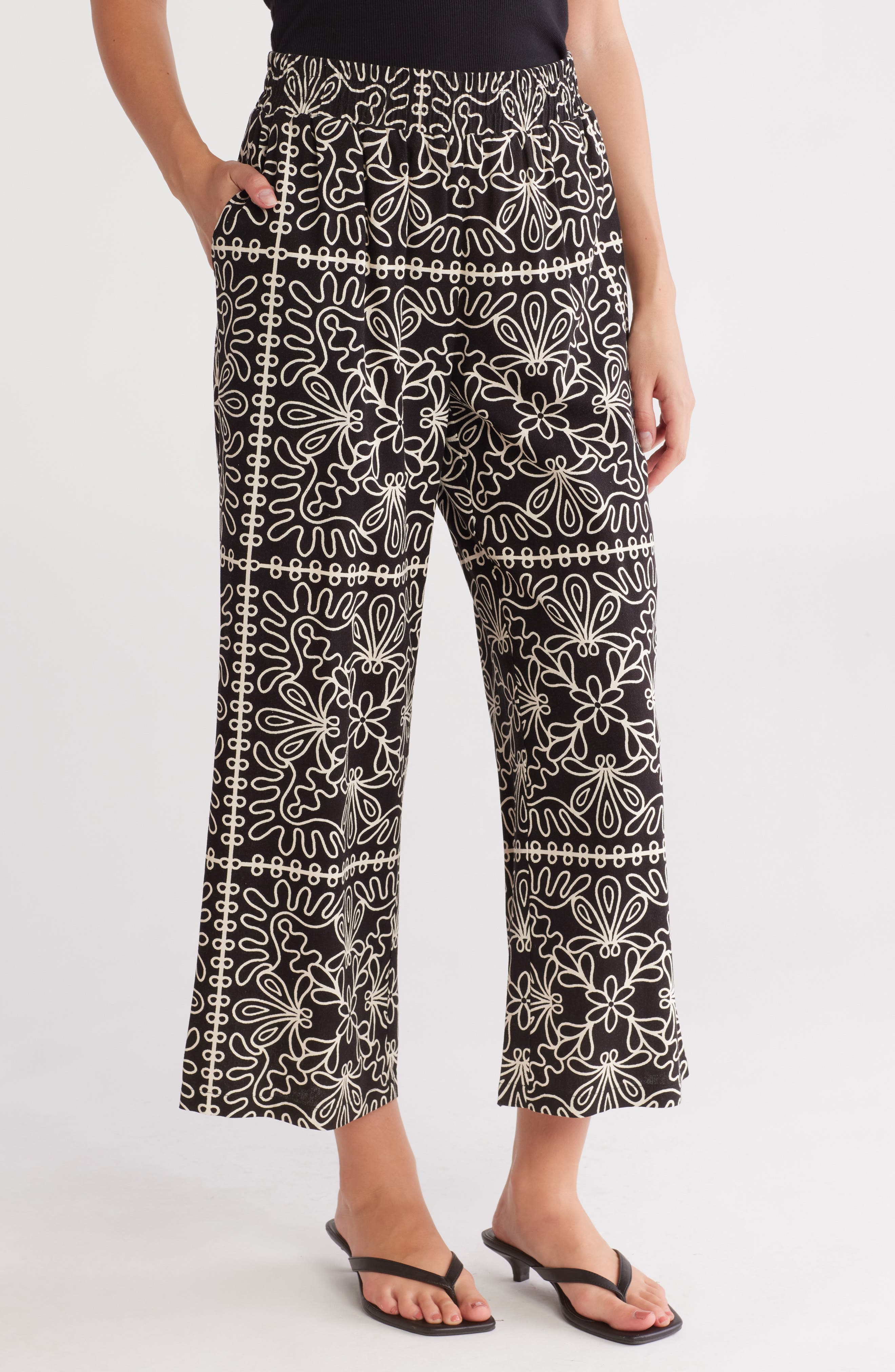 Floral Pull-On Pants - image 1