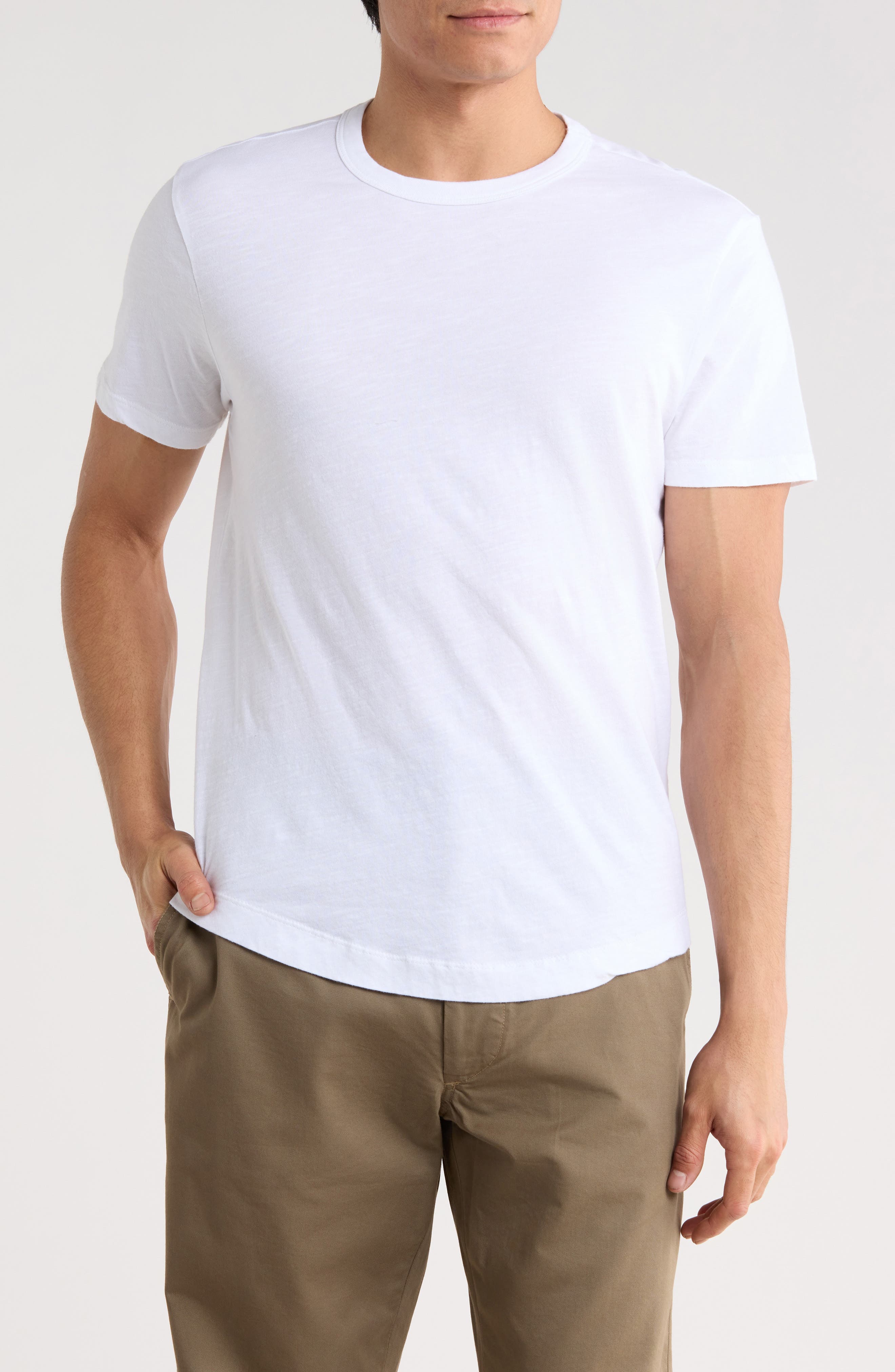 Pima Cotton Slub Curved Hem T-Shirt - image 1