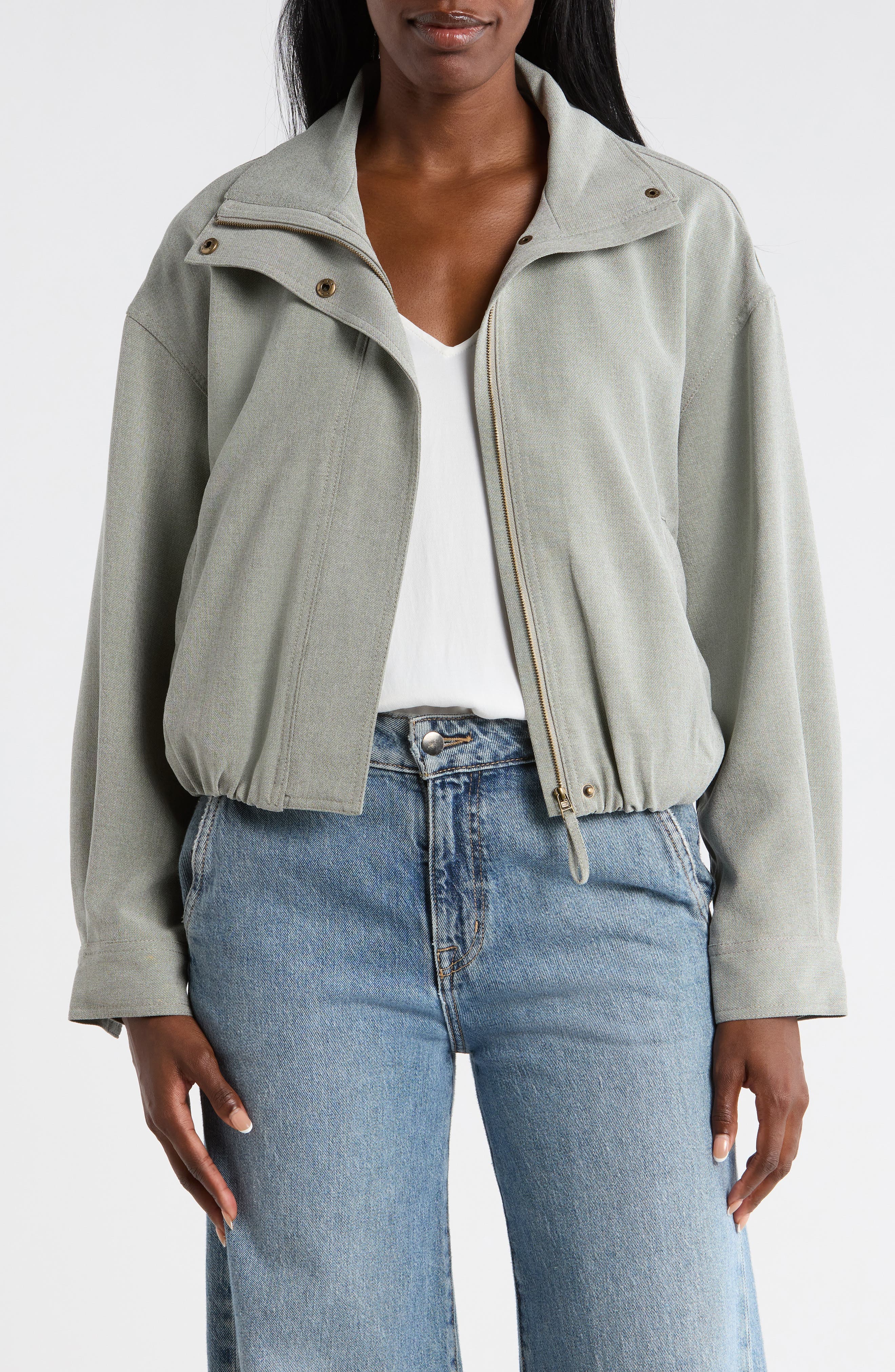 Bubble Hem Crop Bomber Jacket - image 3