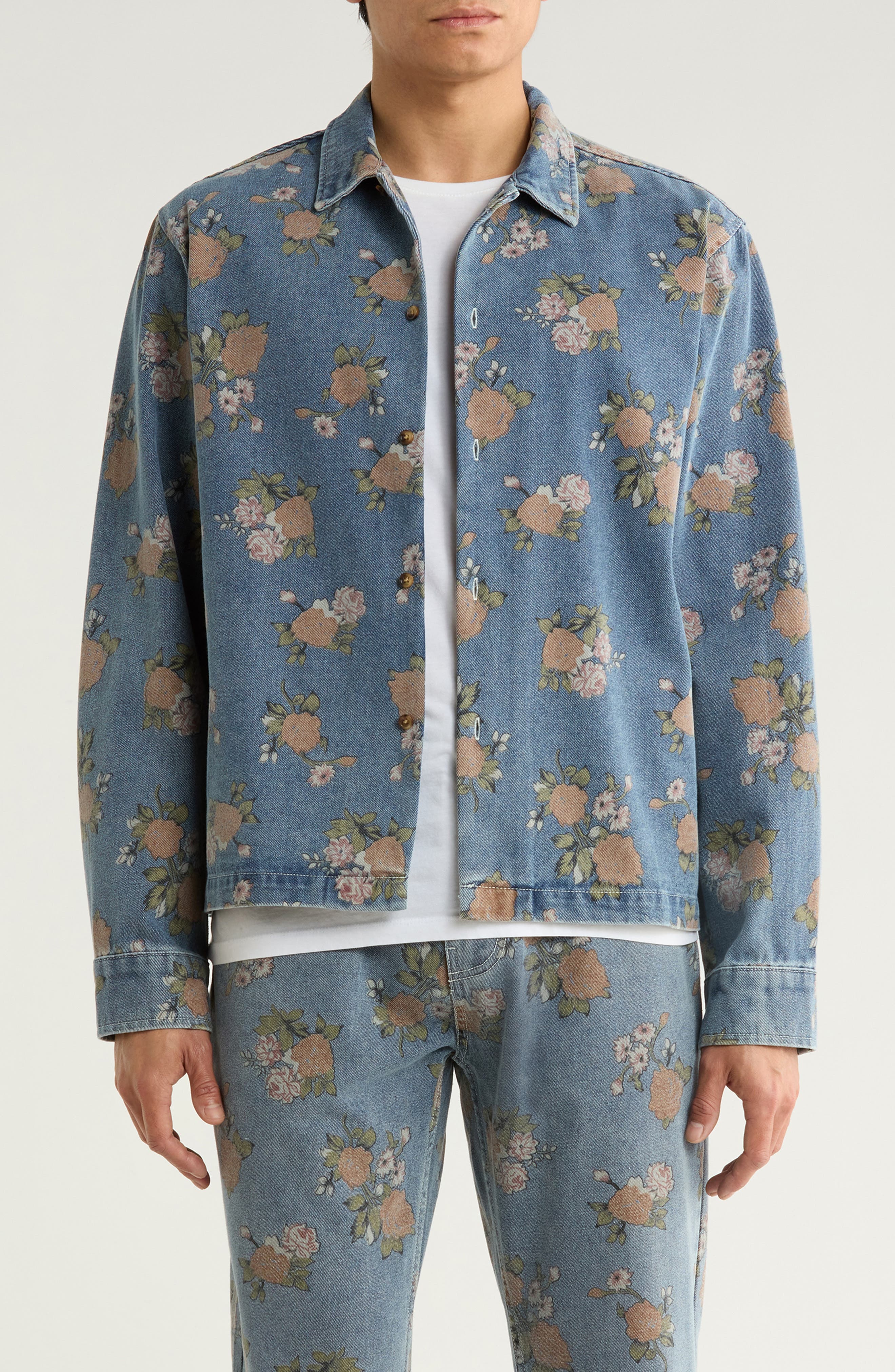 Bouquet Denim Button-Up Shirt Jacket - image 1