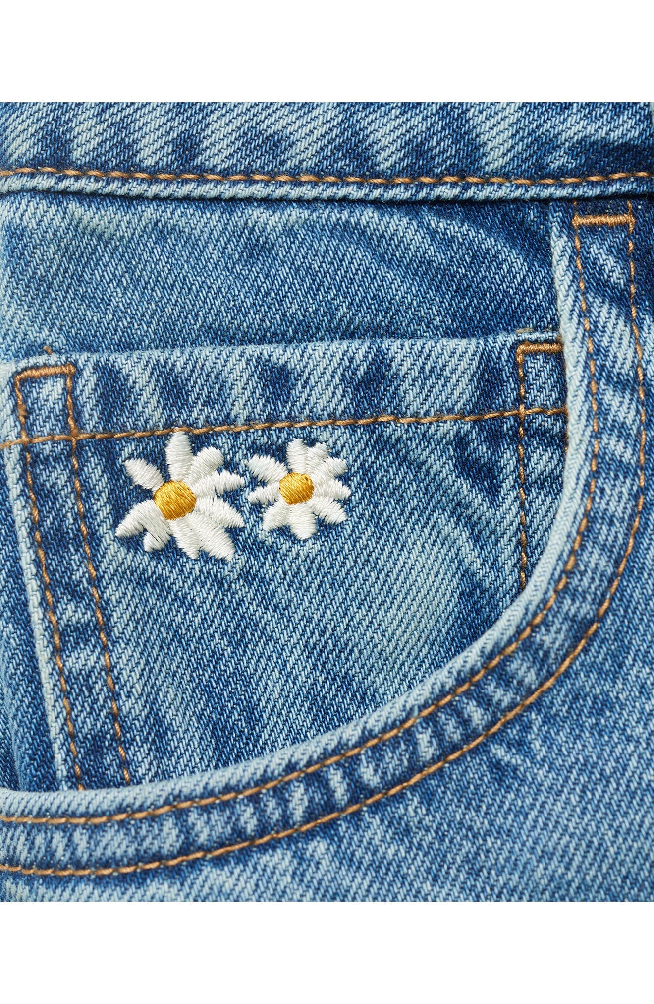 Floral Embroidered High Waist Denim Bermuda Shorts - image 2