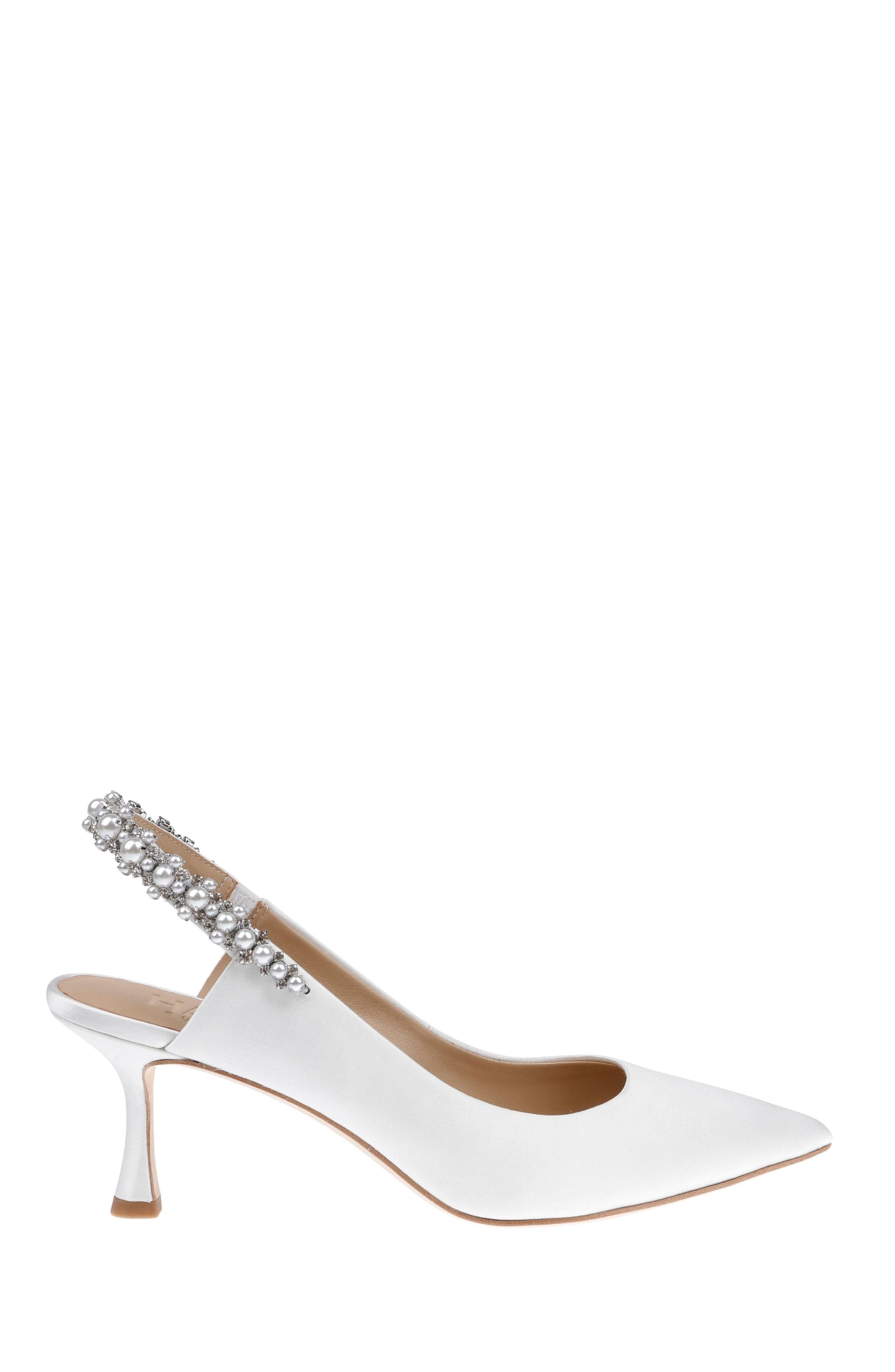 Nina Pearl - Satin Bridal Slingback with Pearl Detail - image 1