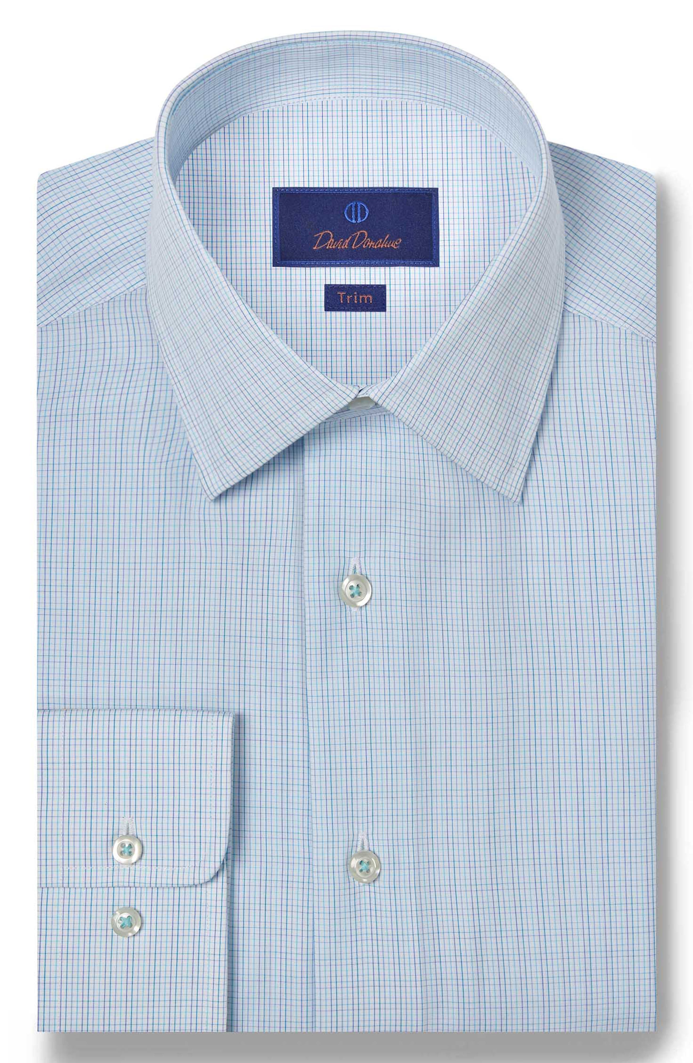 Trim Fit Tattersall Check Cotton Dress Shirt - image 1