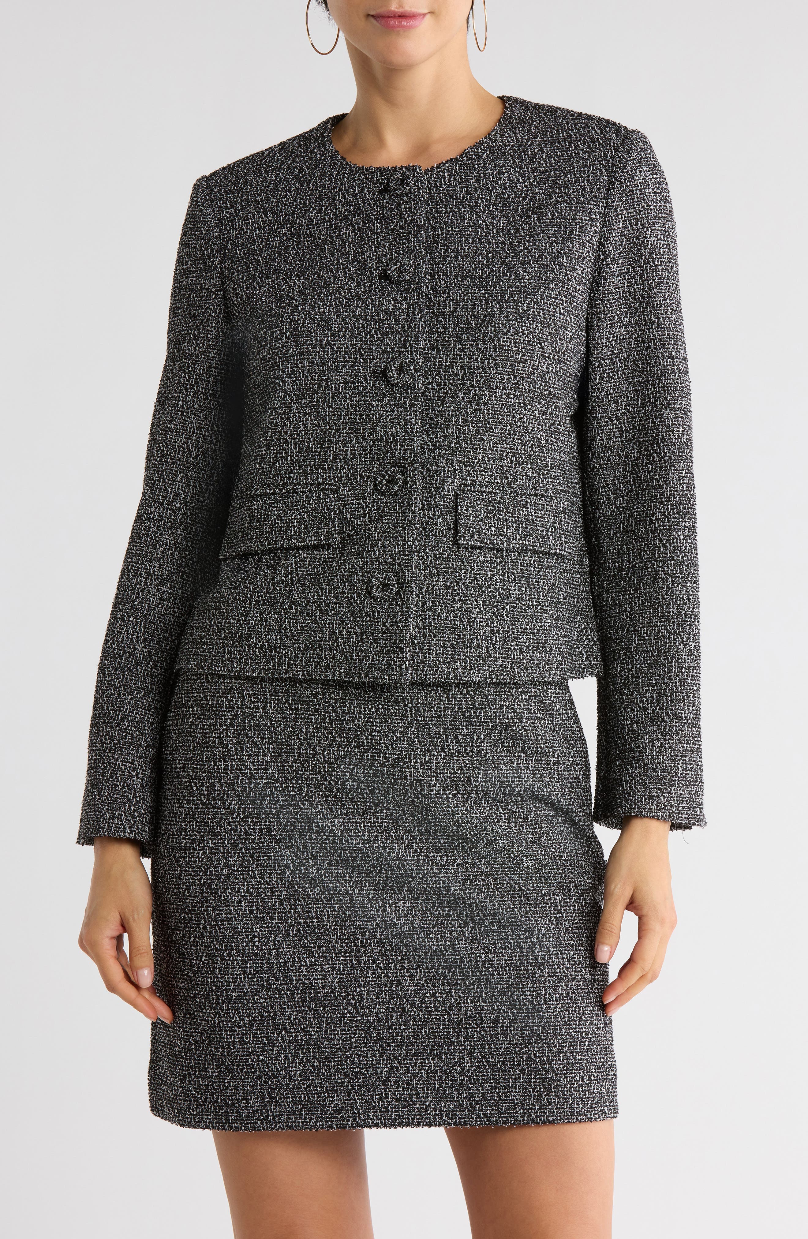 Collarless Boucle Jacket - image 1