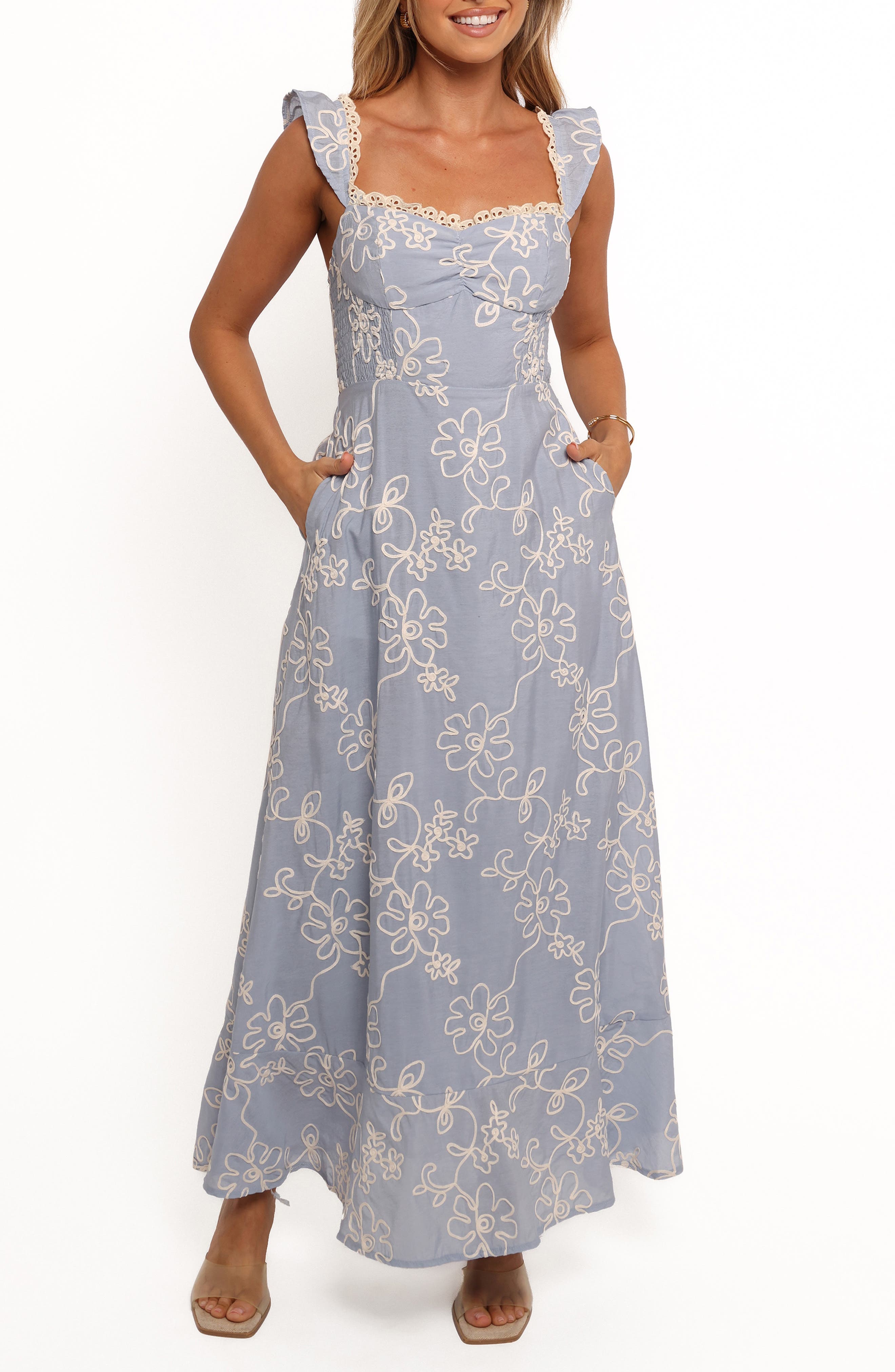 Ellise Lace Trim Soutache Midi Sundress - image 1