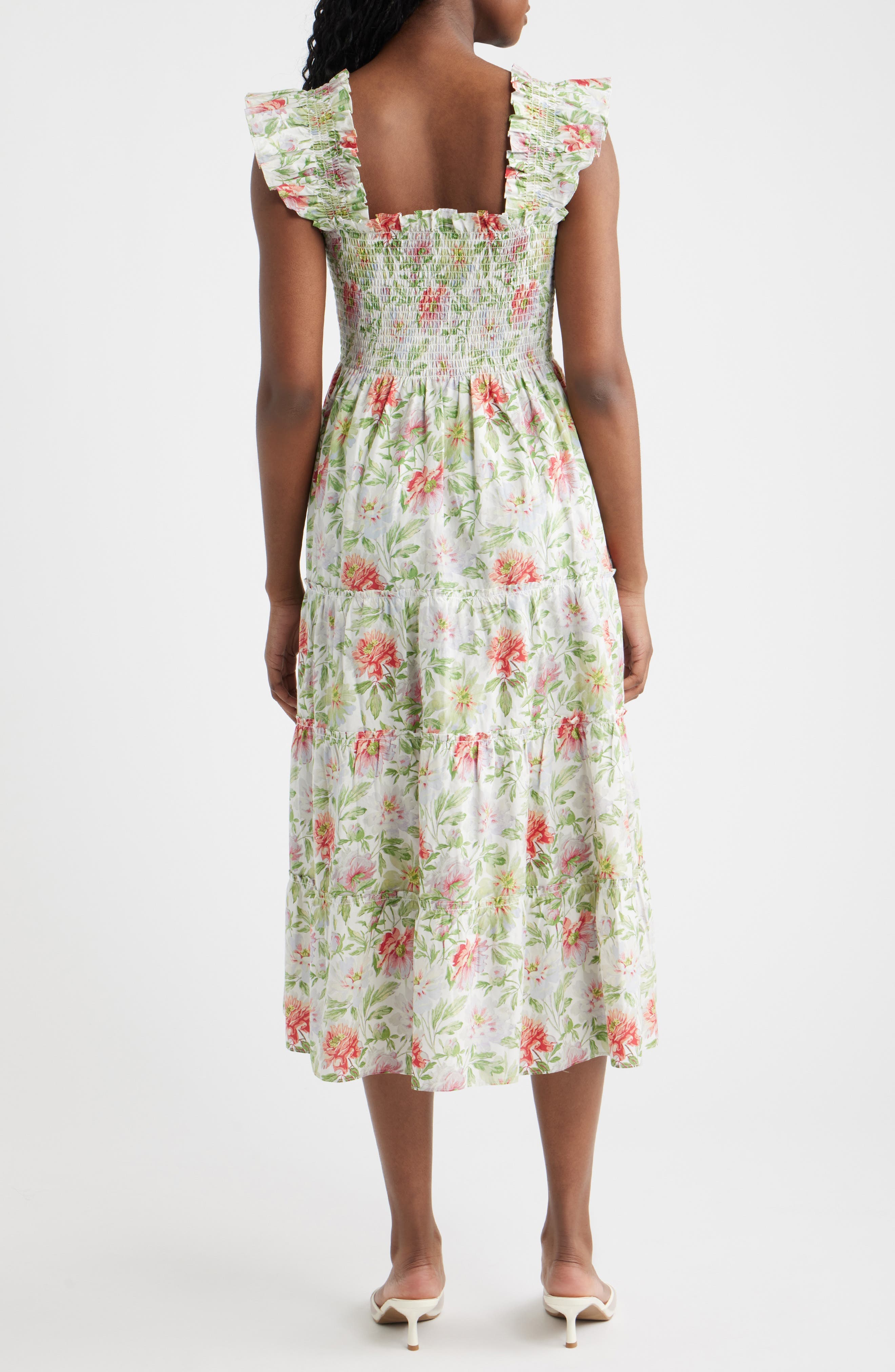 The Ellie Floral Flutter Sleeve Nap Midi Dress - image 4