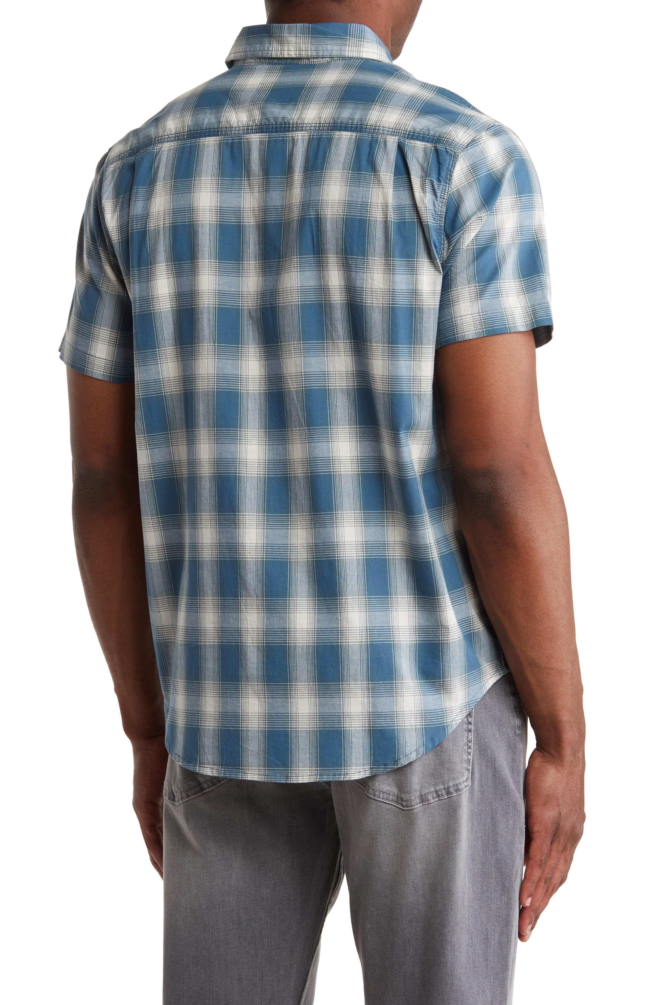 Mason Plaid Short Sleeve Stretch Cotton Button-Up Shirt - image 4