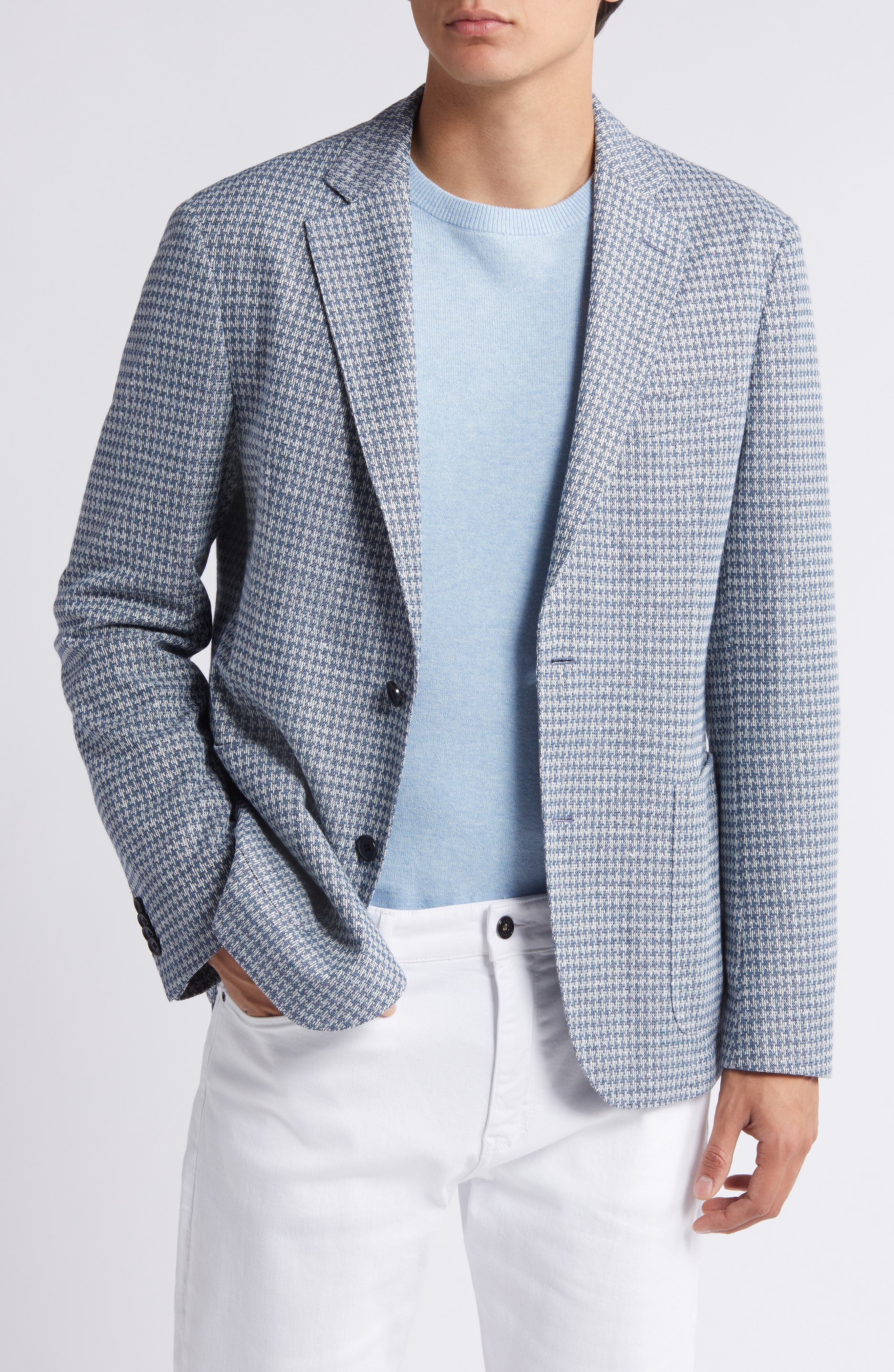 Hanry Houndstooth Linen & Cotton Blend Sport Coat - image 1