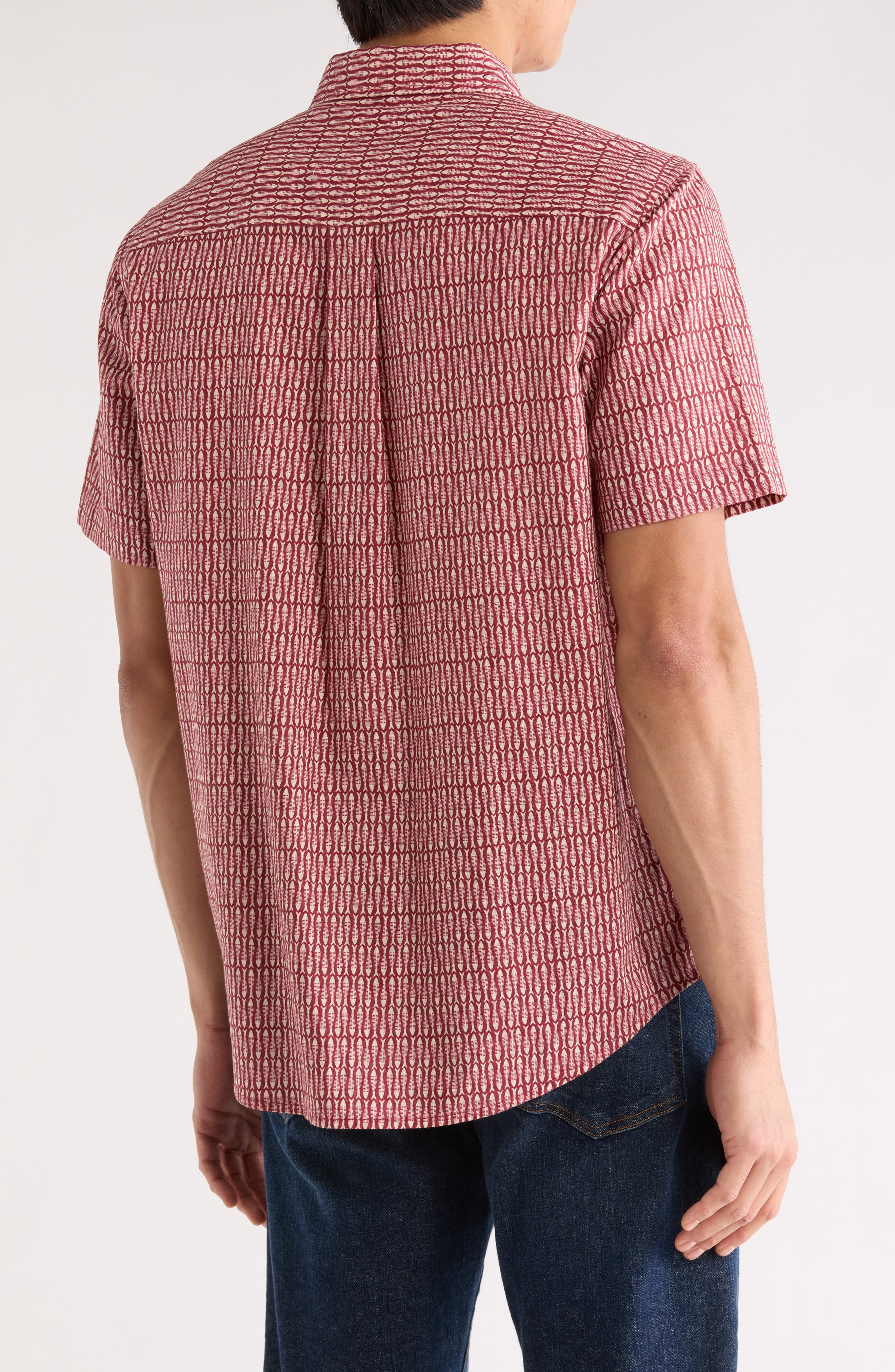 Fish Print Linen & Cotton Short Sleeve Shirt - image 4