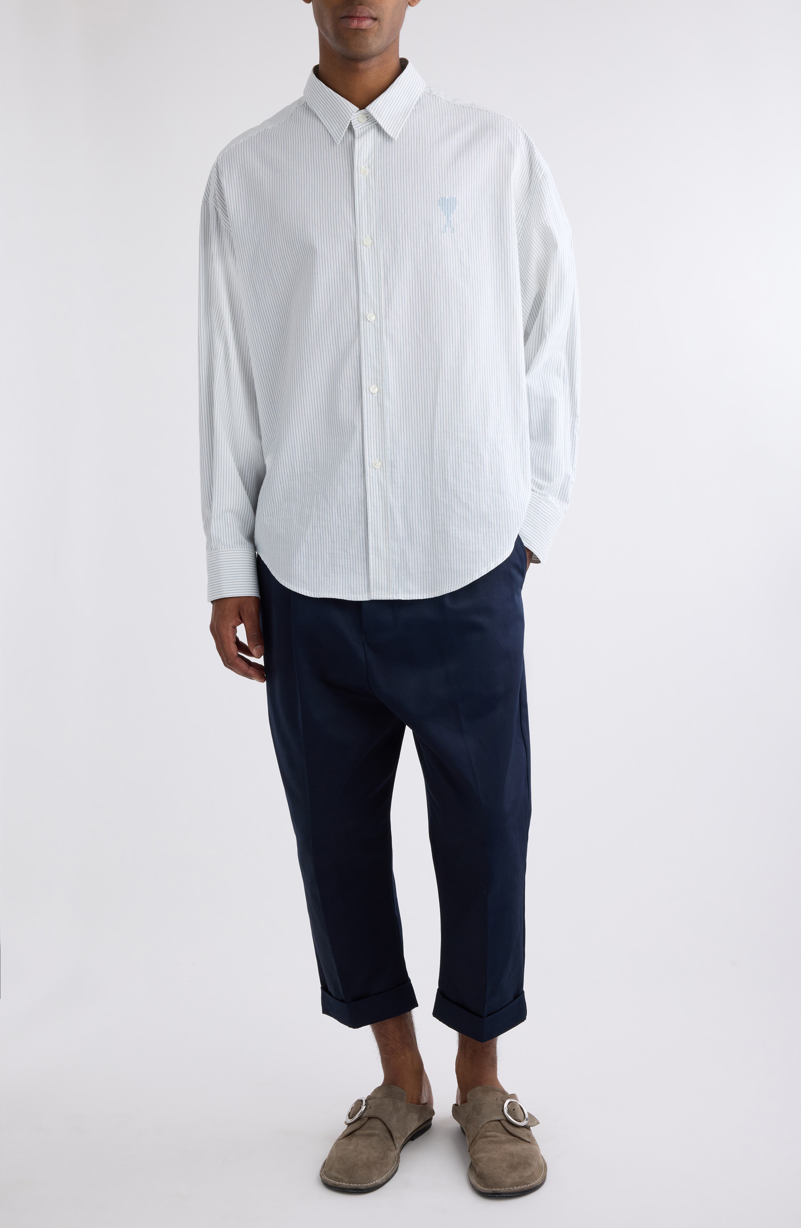 Boxy Fit Ami de Coeur Stripe Cotton Poplin Button-Up Shirt - image 2