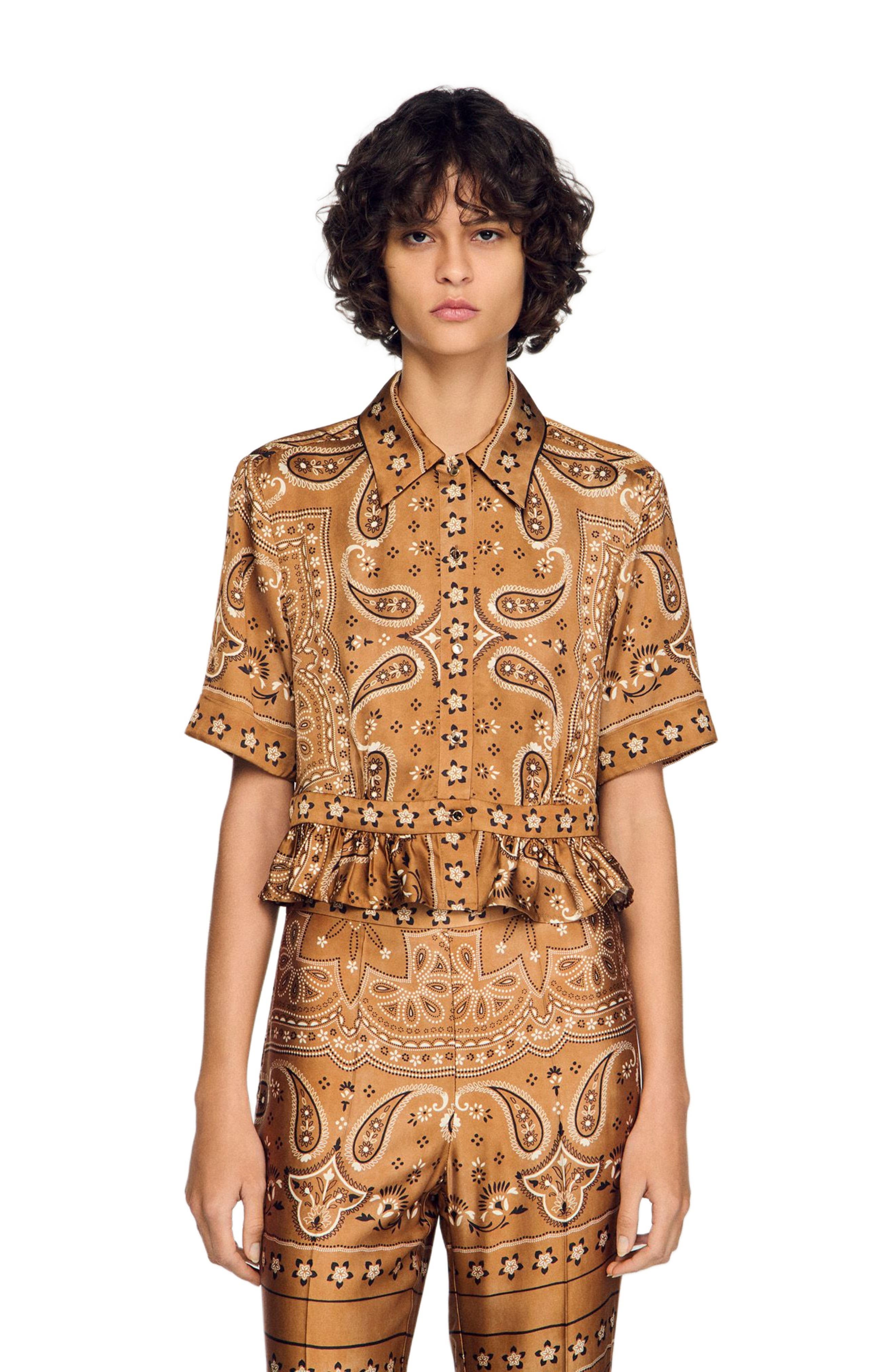 Bandana print cropped shirt - image 1