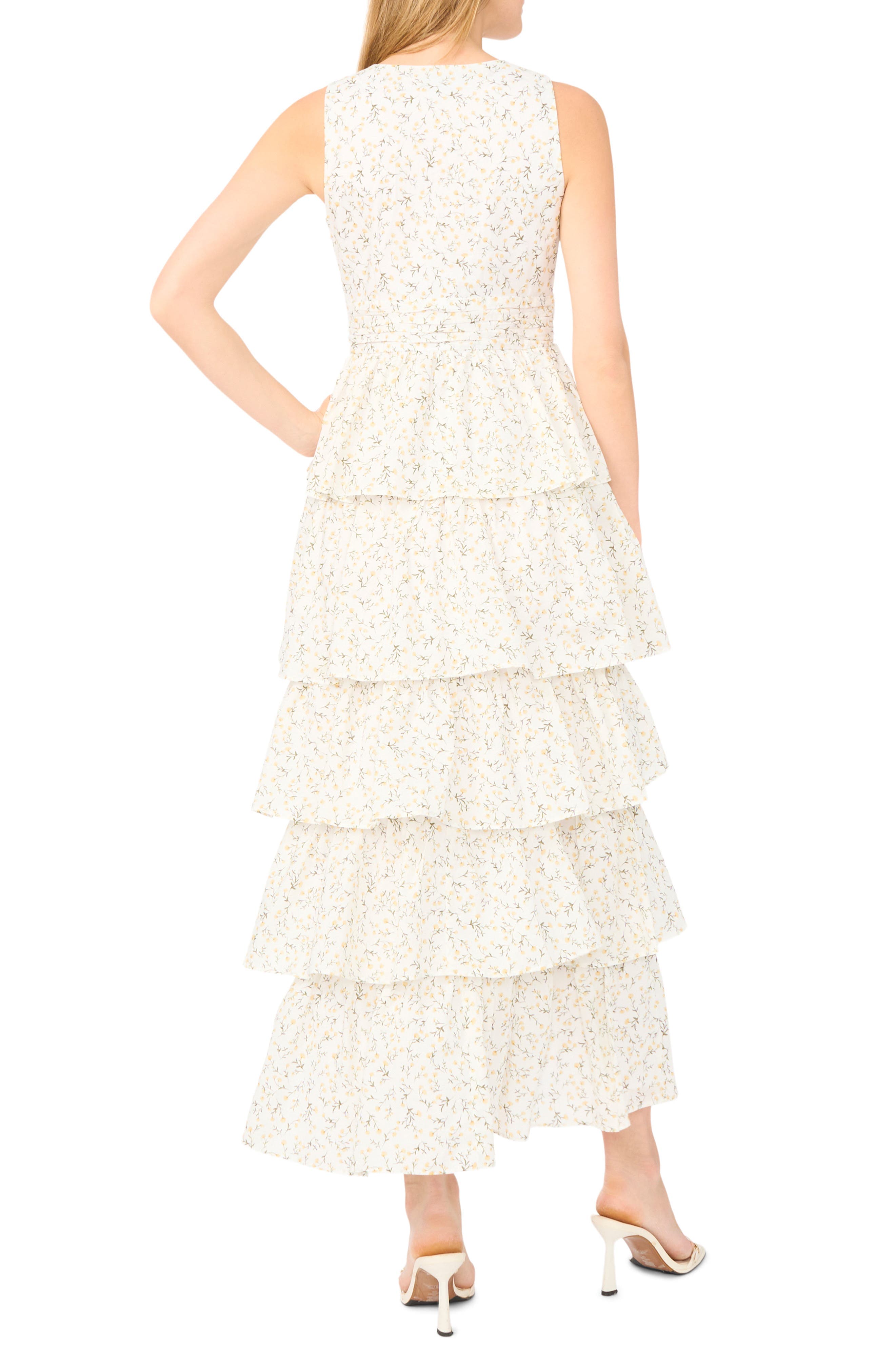 Floral Sleeveless Cascade Ruffle Maxi Dress - image 2