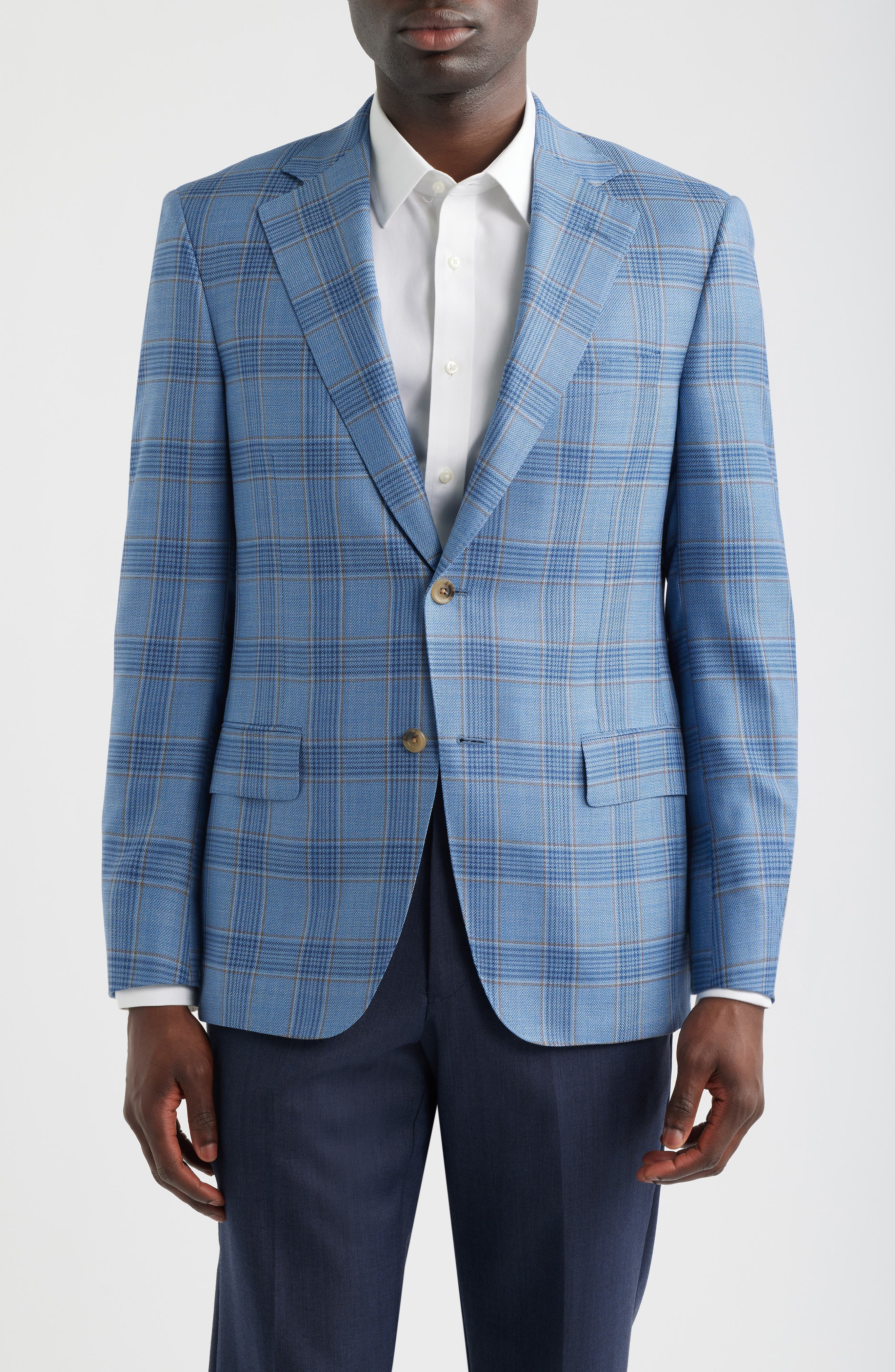 Light Blue Plaid Wool Sport Coat - image 1