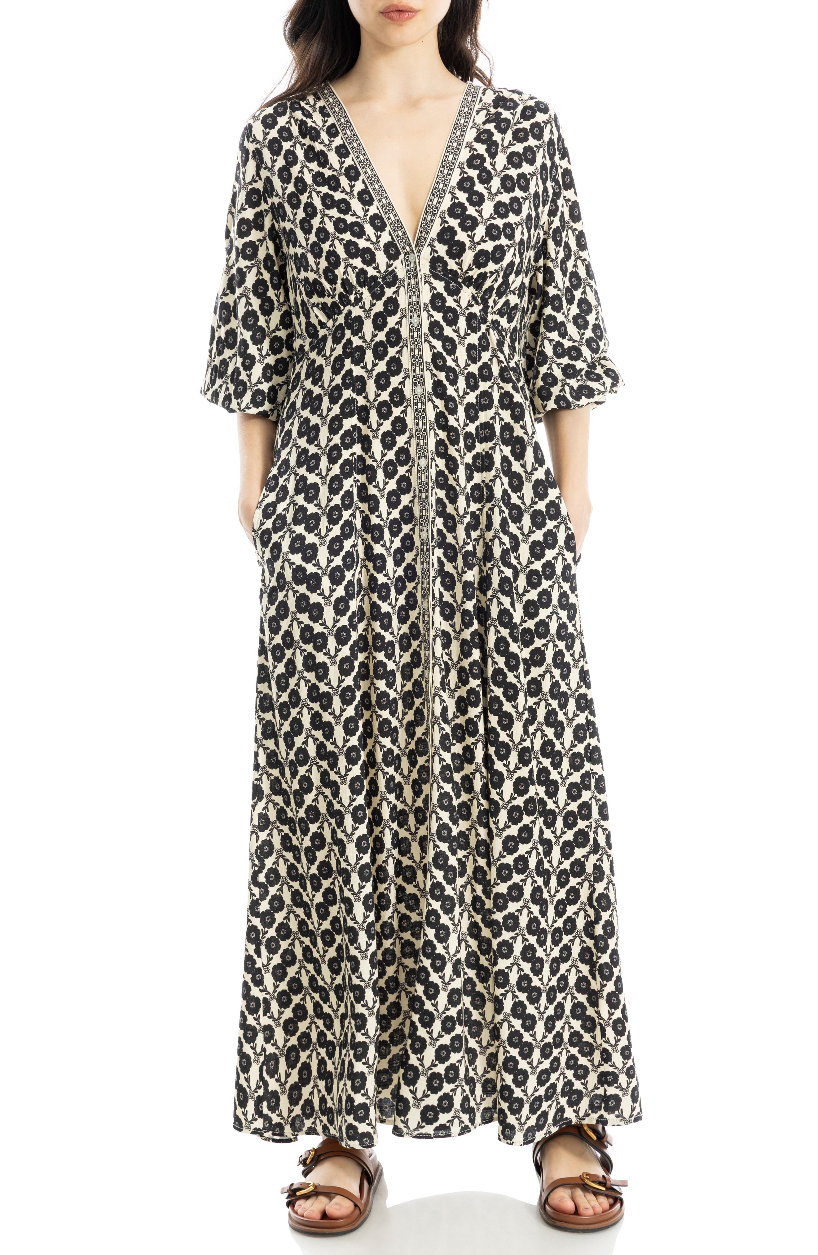 Three-Quarter Sleeve Maxi Dress - image 1