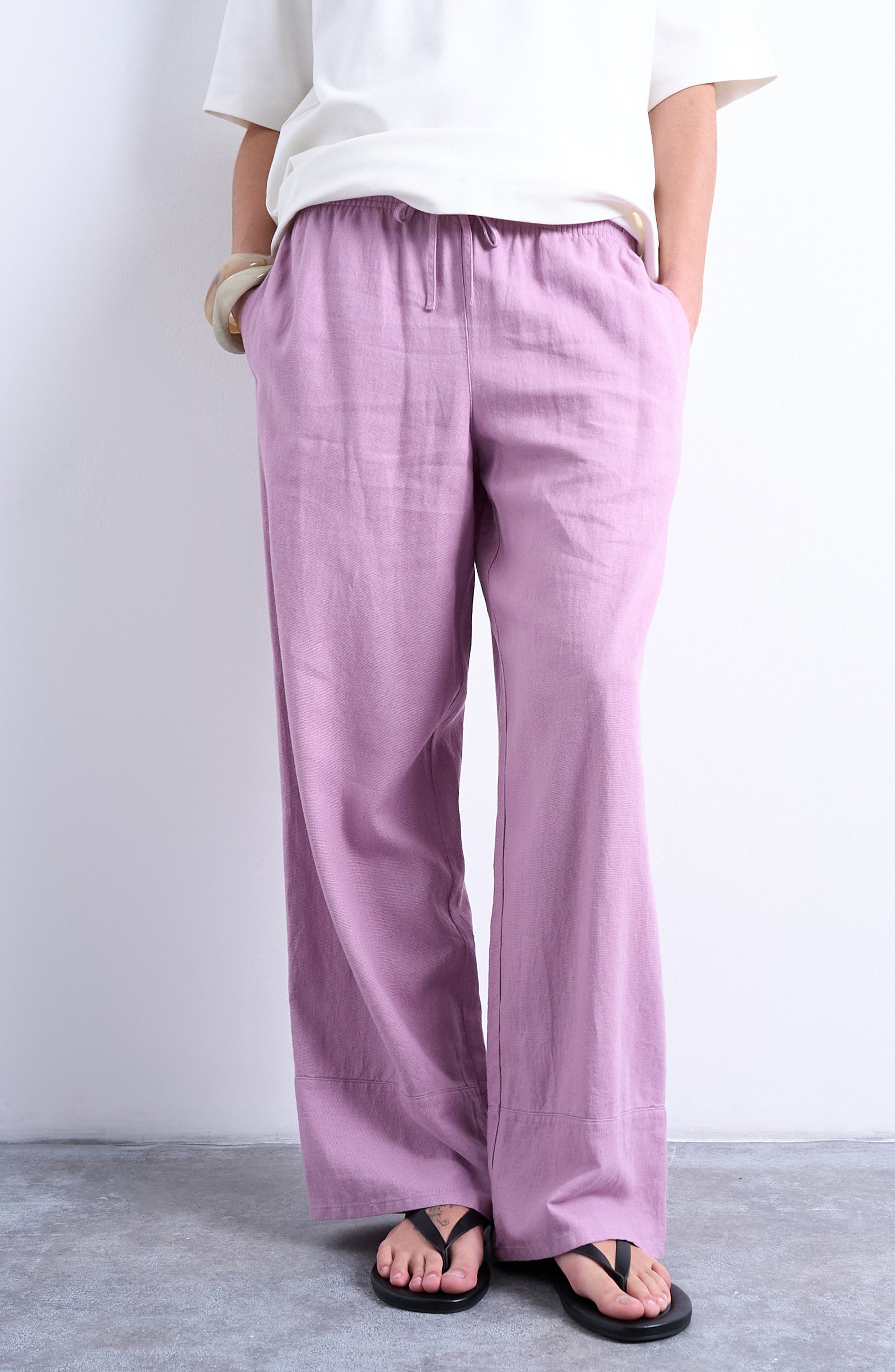 Deep Cuff Linen Blend Pants - image 1