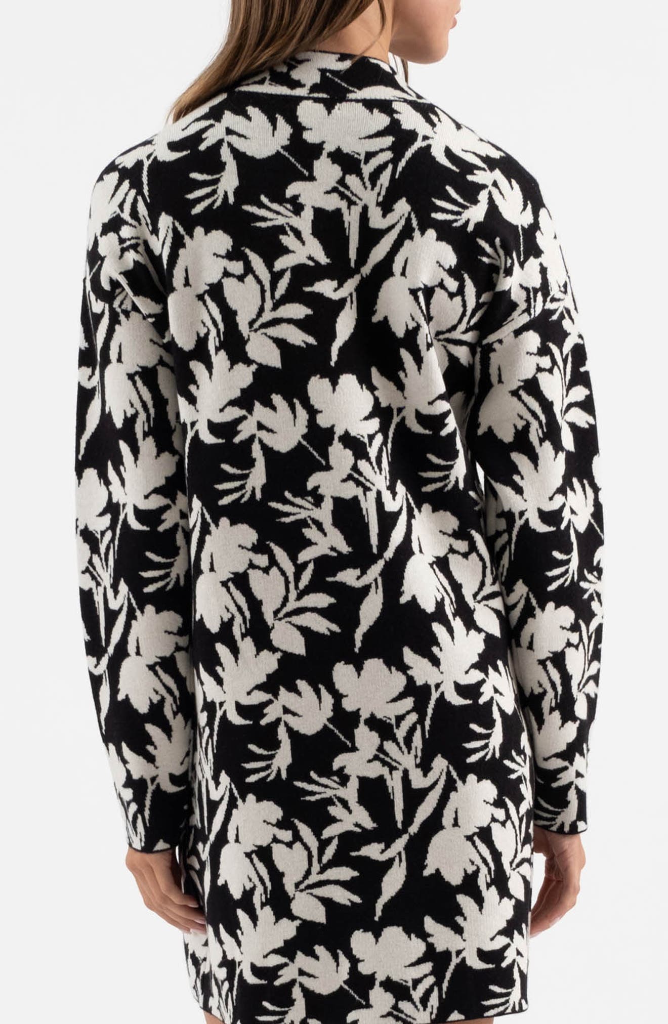 Floral Jacquard Long Sleeve Sweater Dress - image 2