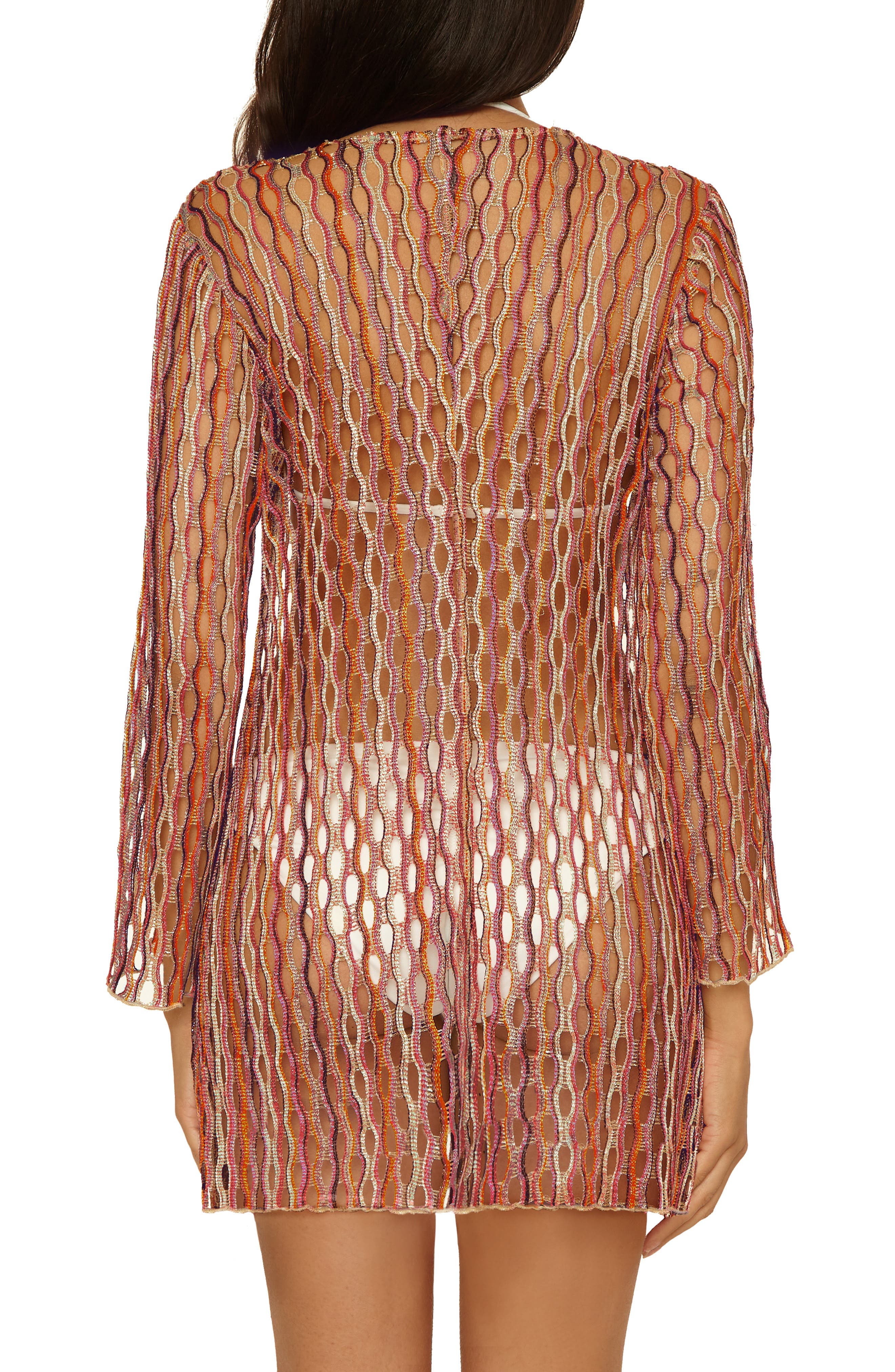 Desert Dancer Metallic Long Sleeve Sheer Cover-Up Dress - image 4