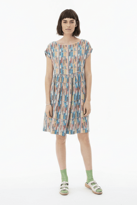 Float Slit-neck Mini Dress - image 1