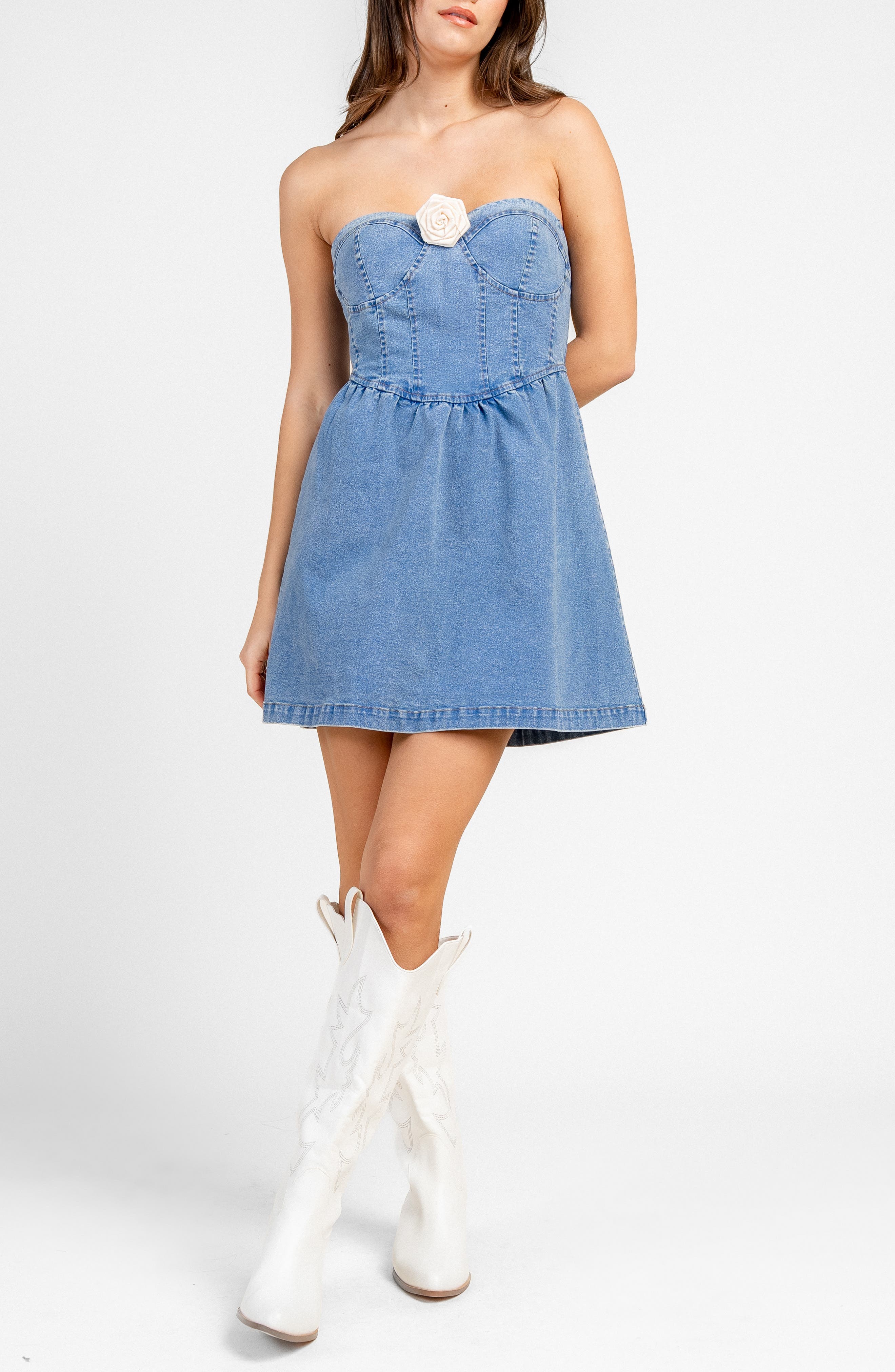 Strapless Denim Minidress - image 1