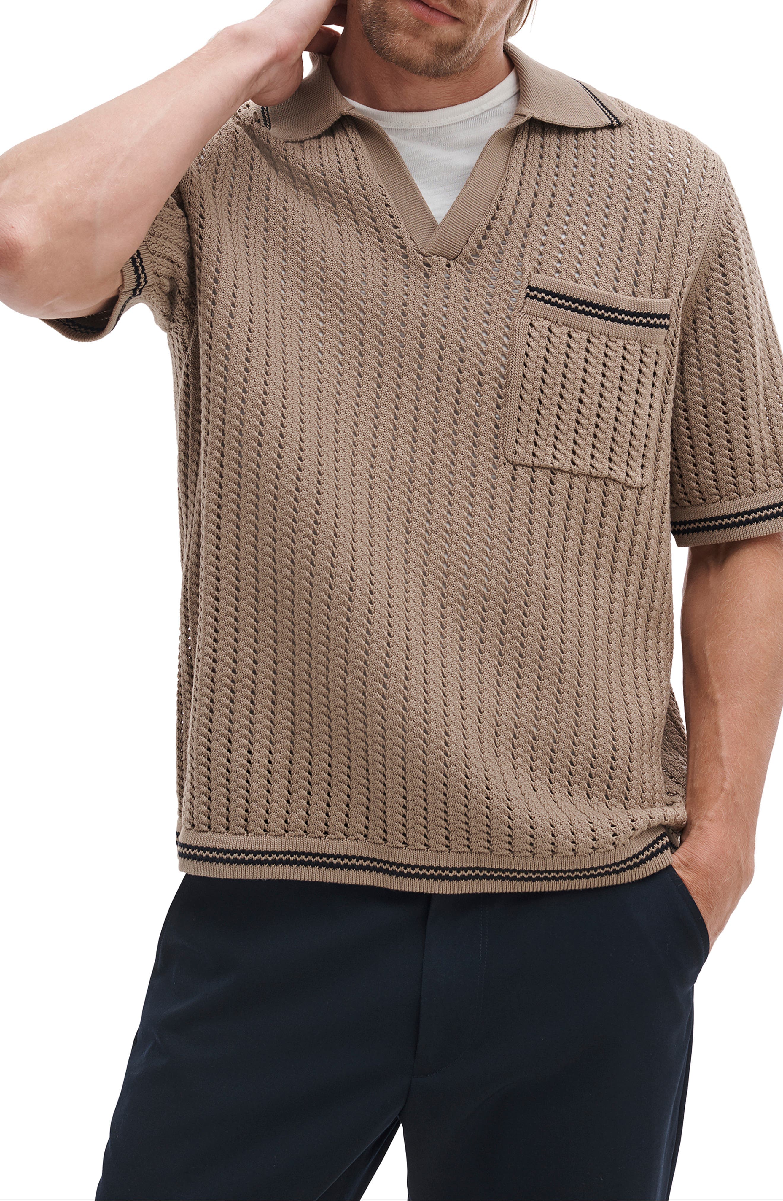 Open Stitch Johnny Collar Polo - image 1