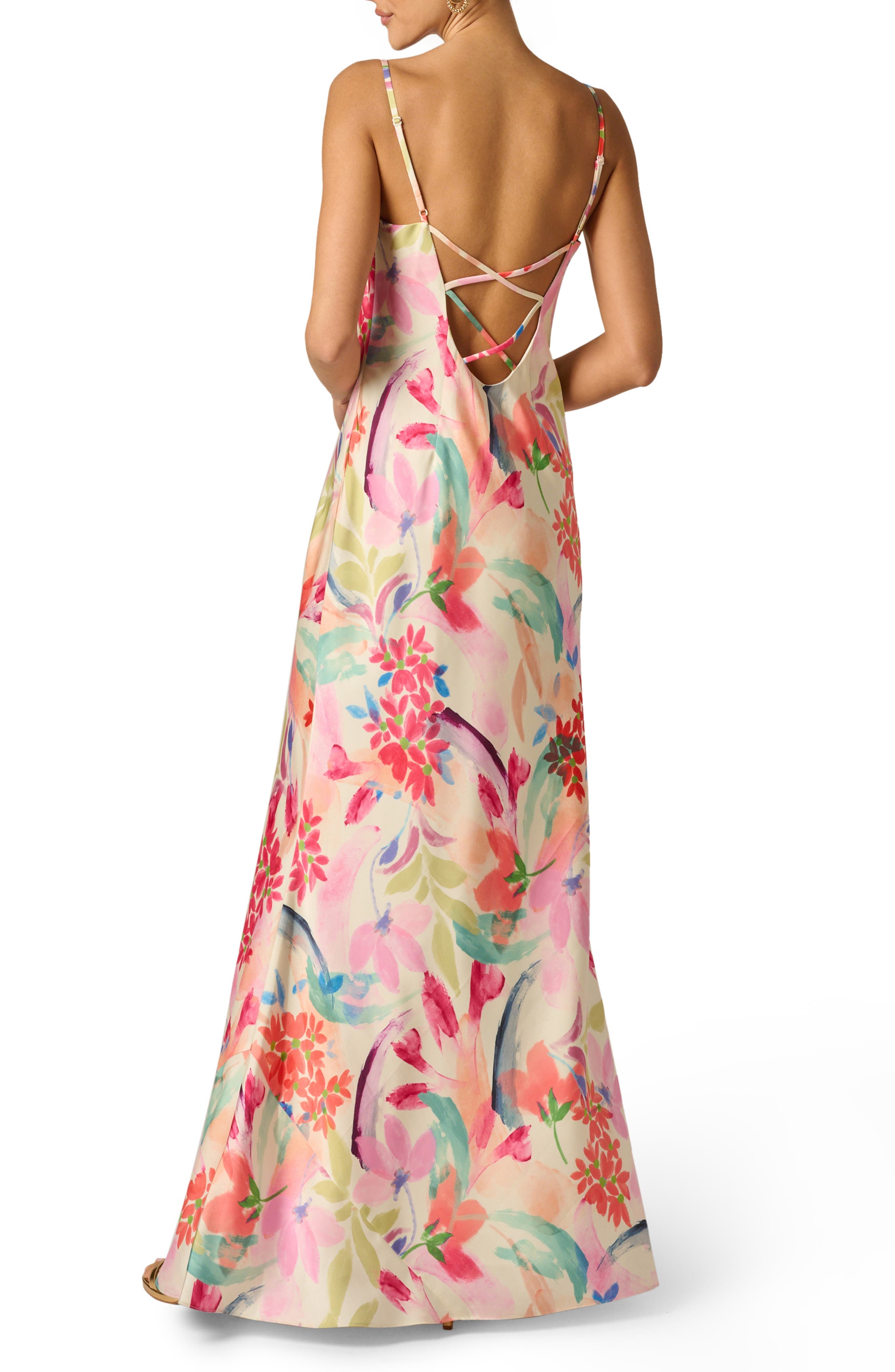 Floral Print Satin Maxi Dress - image 2