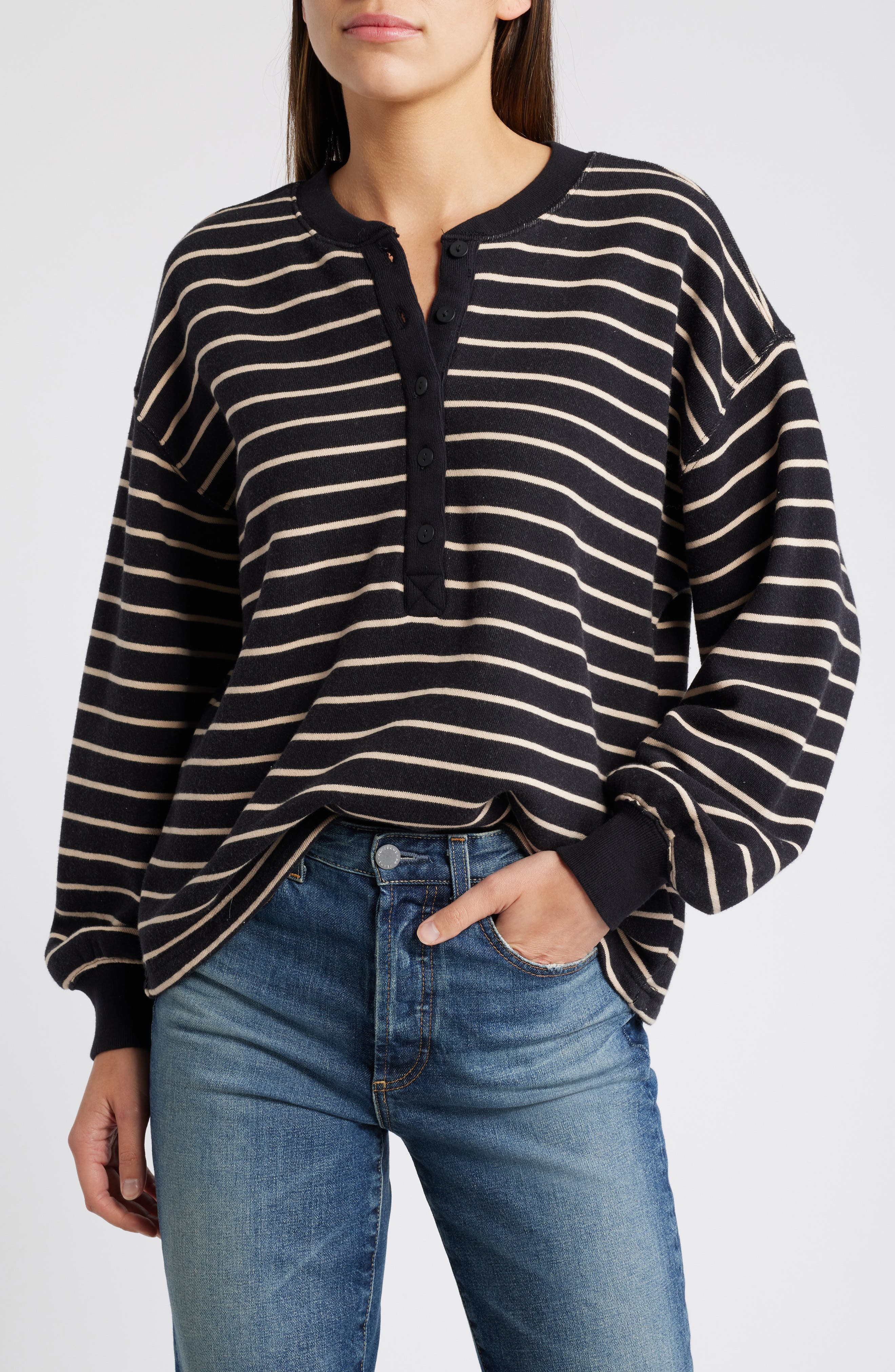 Joan Stripe French Terry Top - image 1