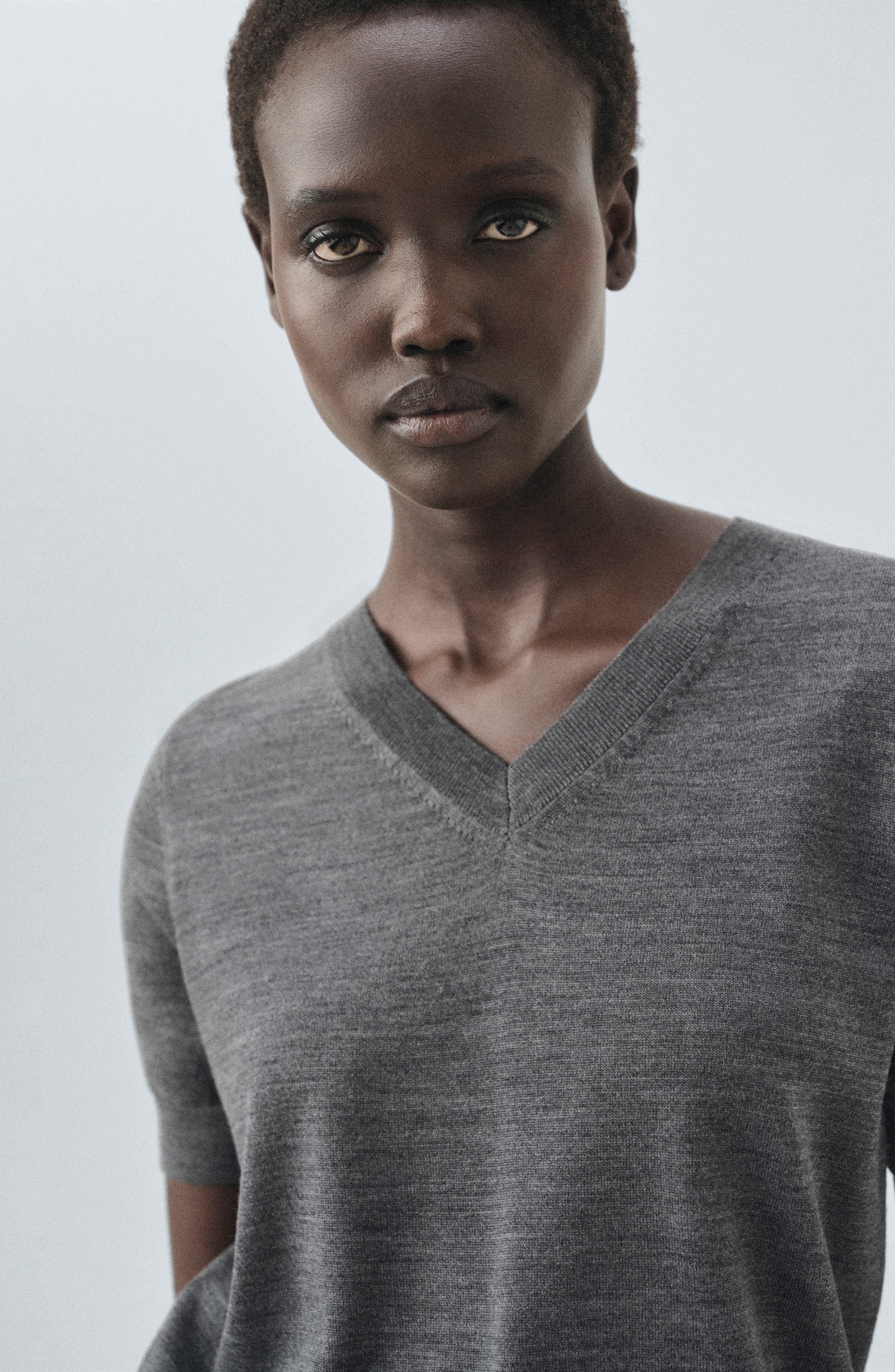 Selection V-Neck Short Sleeve Wool Sweater - image 2