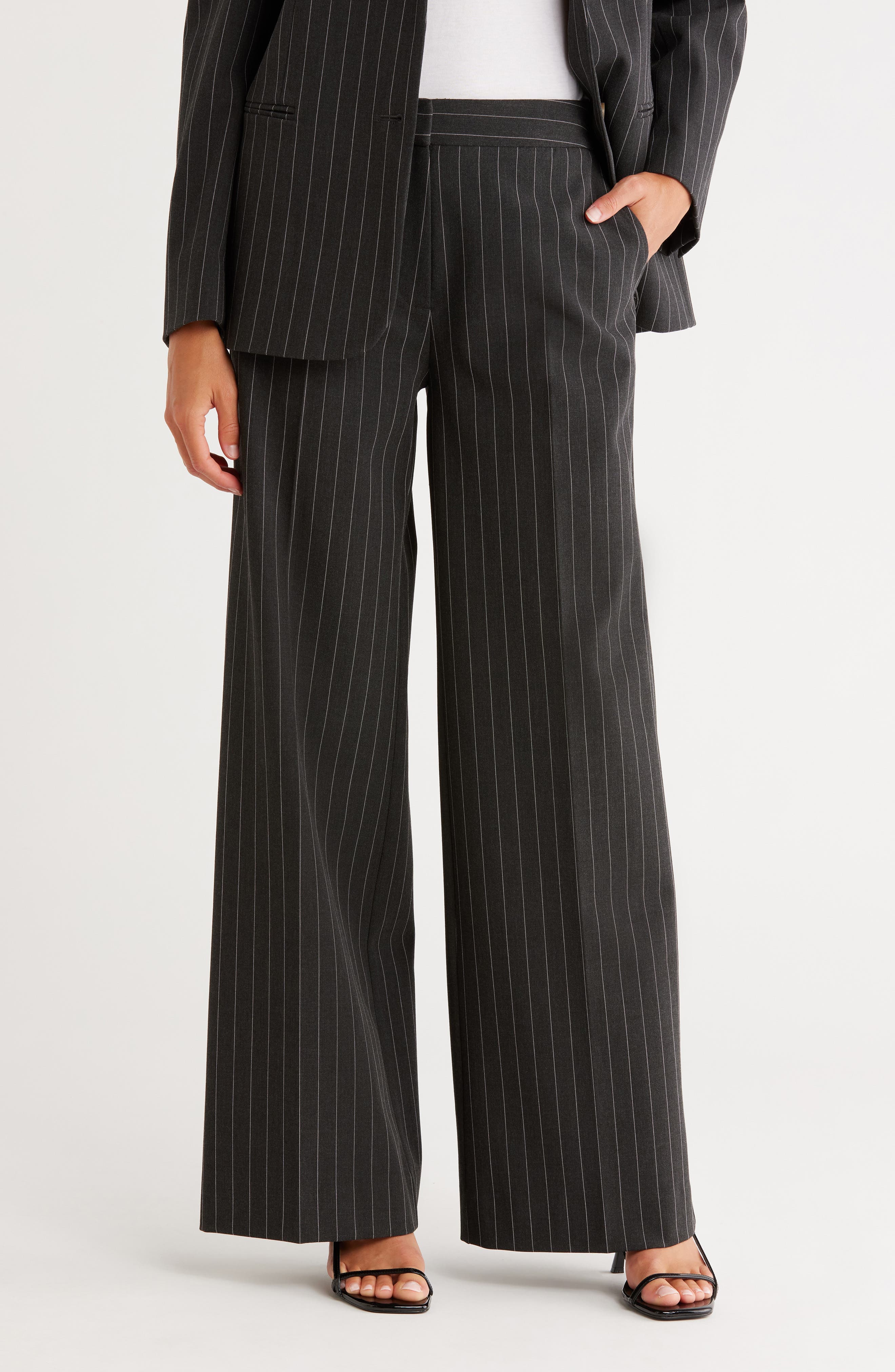 Pinstripe Wide Leg Pants - image 1