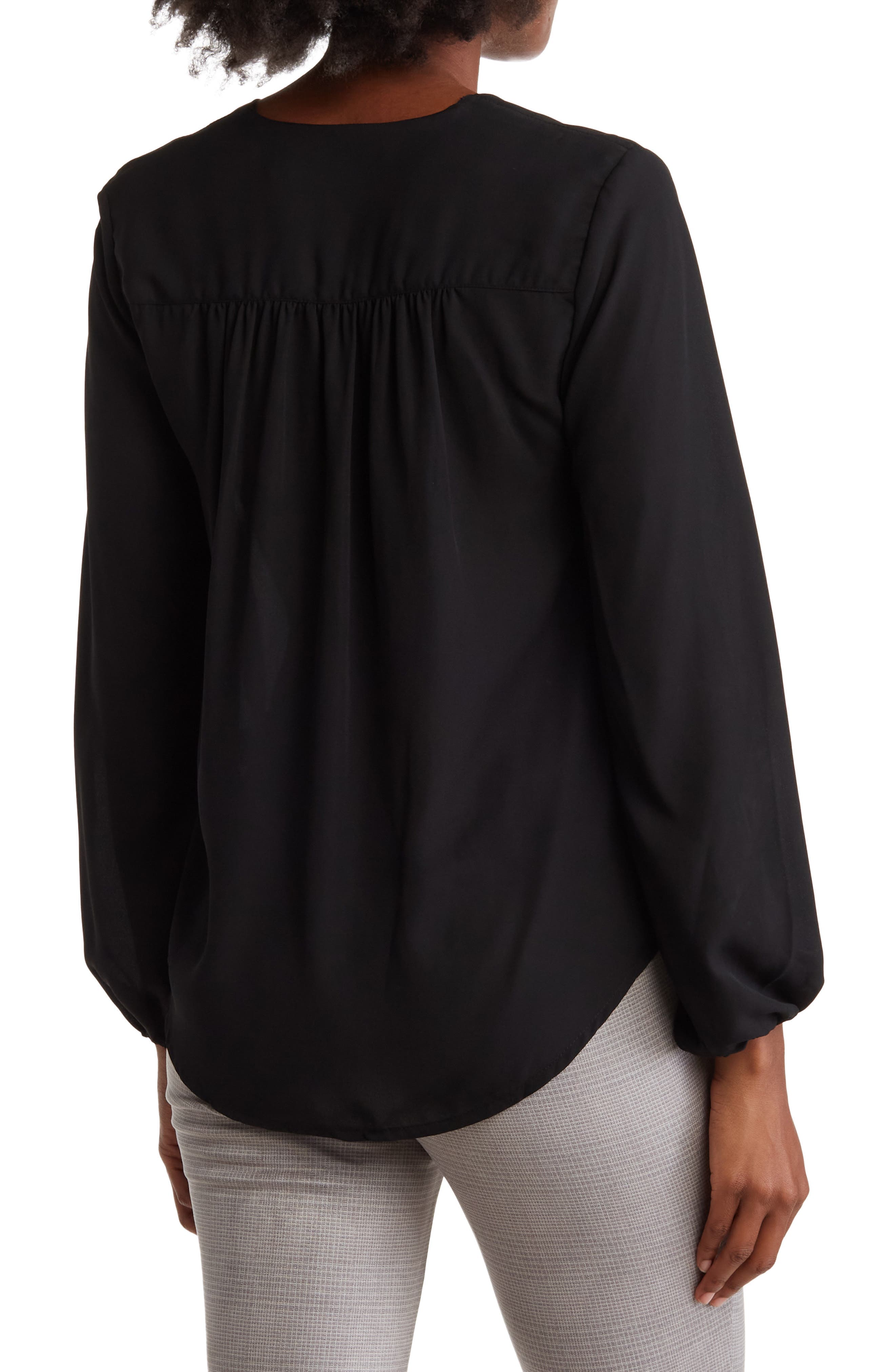 Long Sleeve Faux Wrap Blouse - image 2