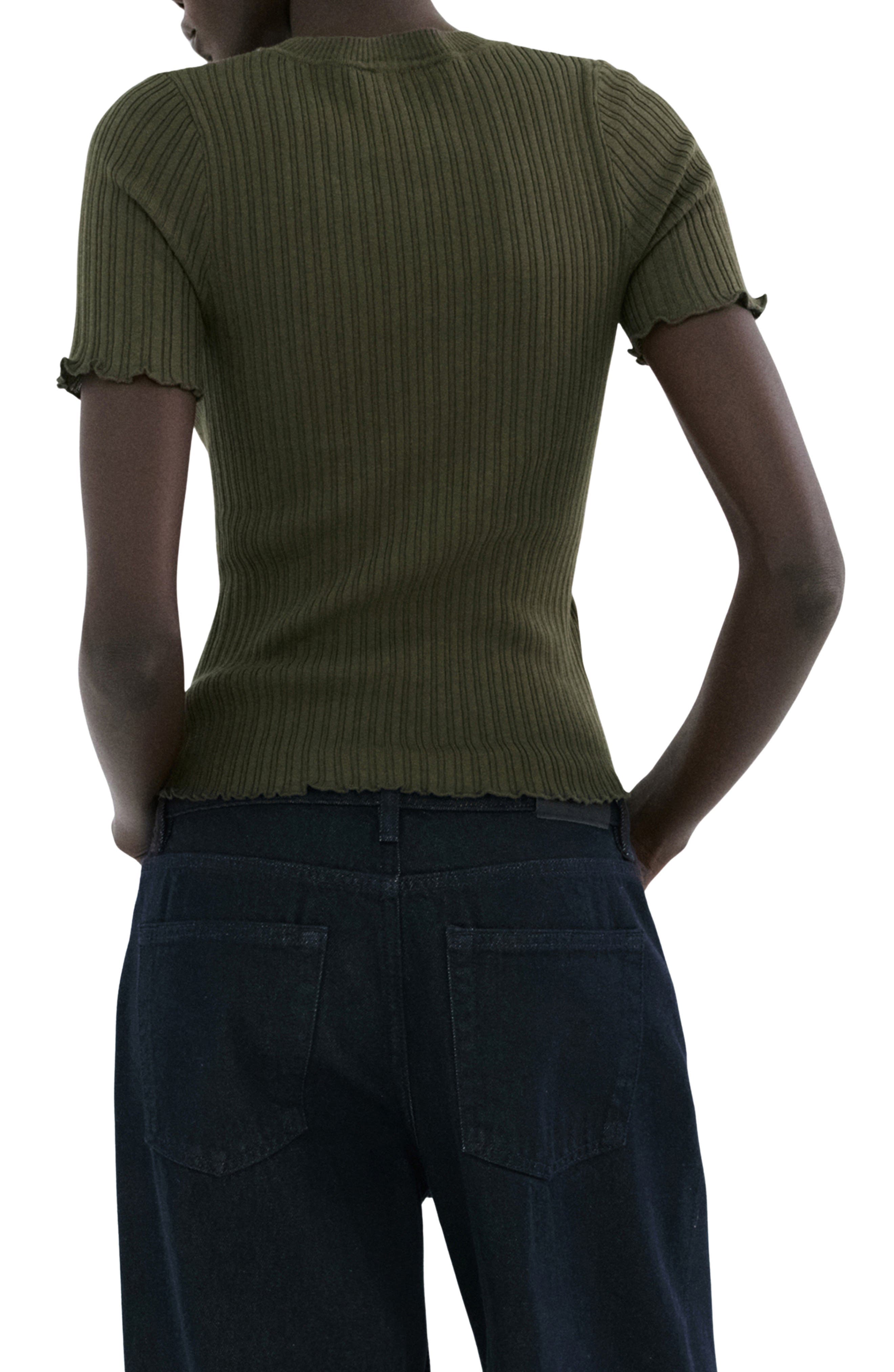 Cotton Blend Rib T-Shirt - image 4