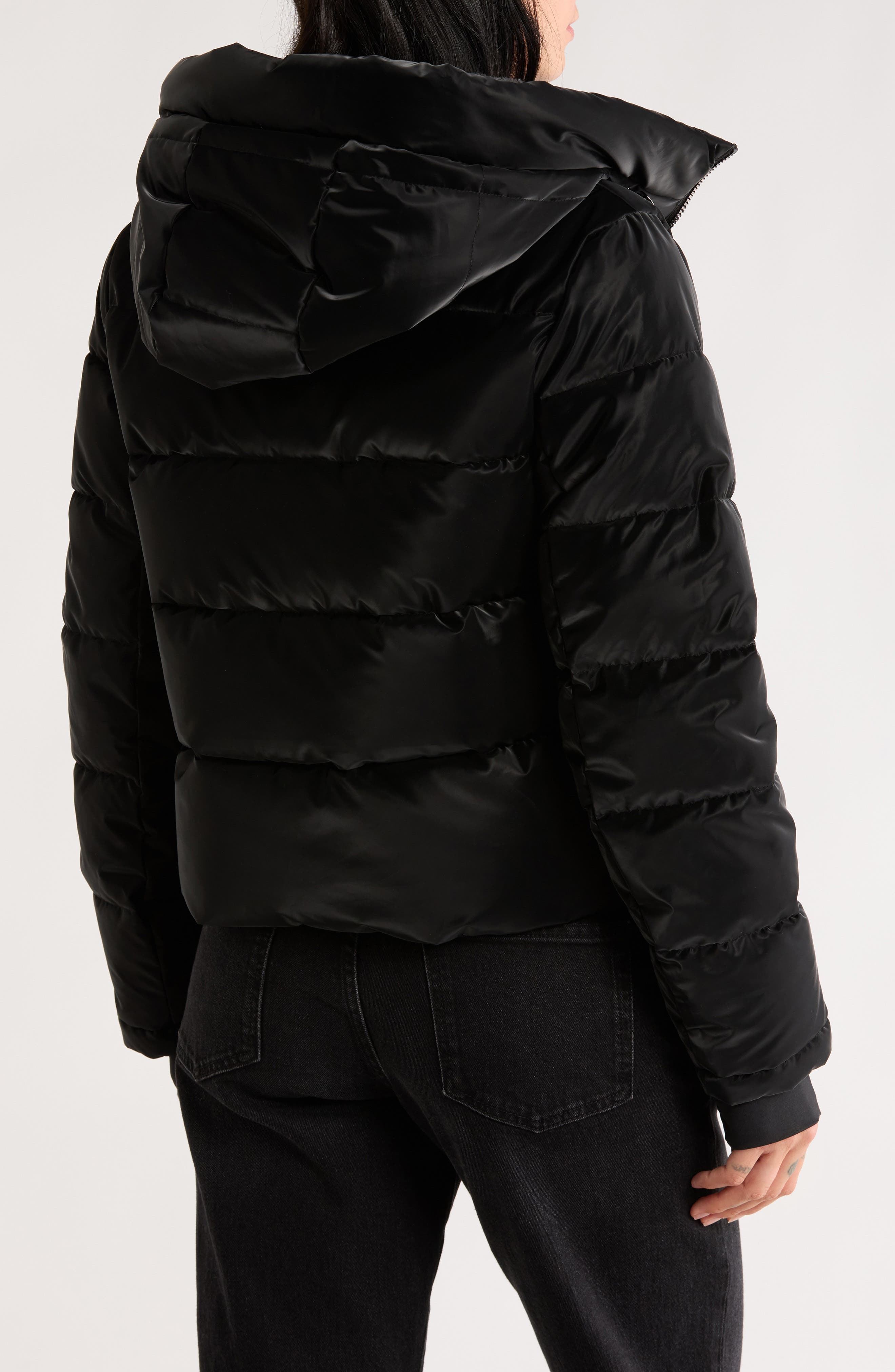 Hooded Faux Fur Lined Water Resistant Puffer Jacket - image 2