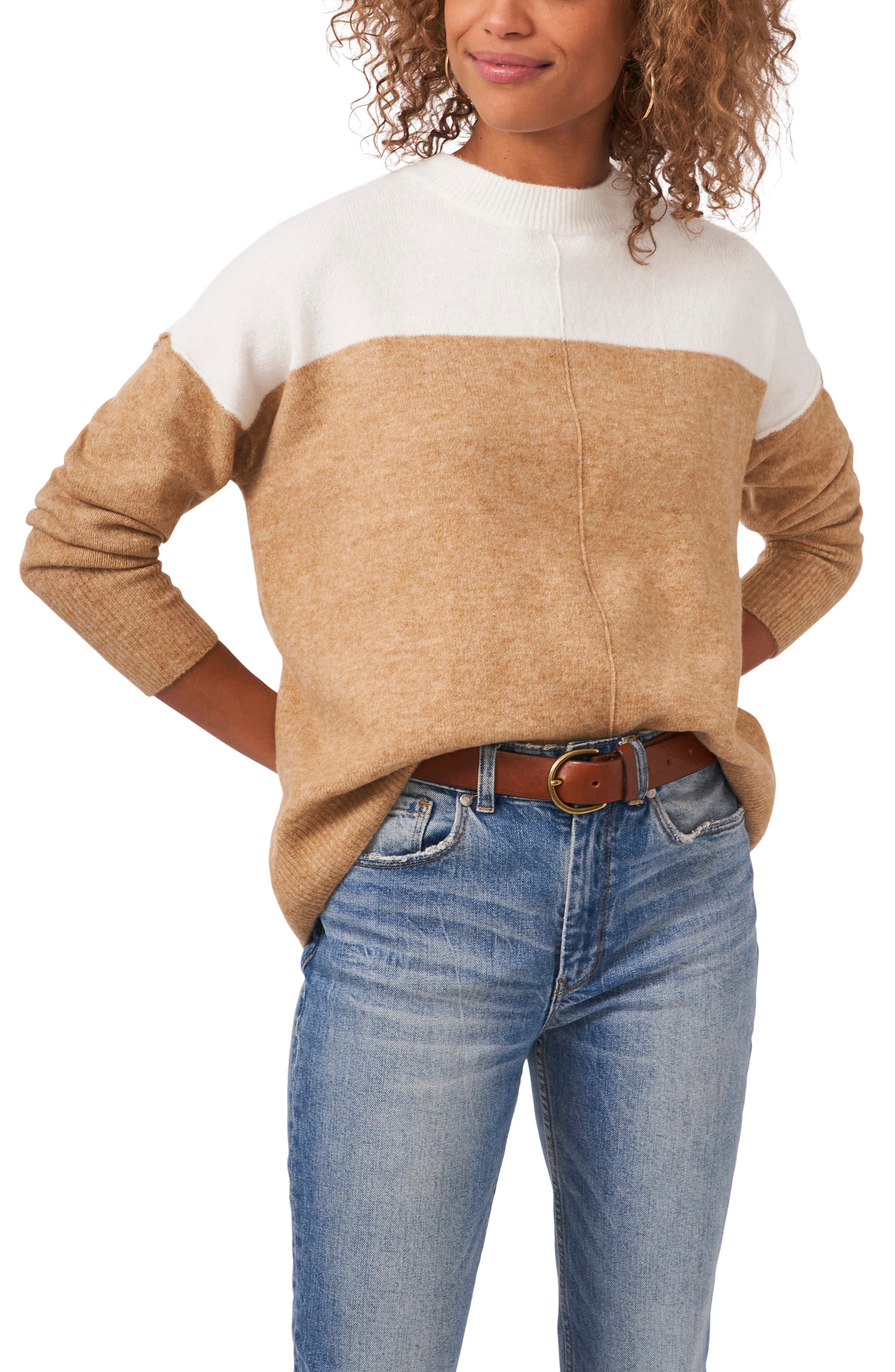 Extended Shoulder Colorblock Sweater - image 3
