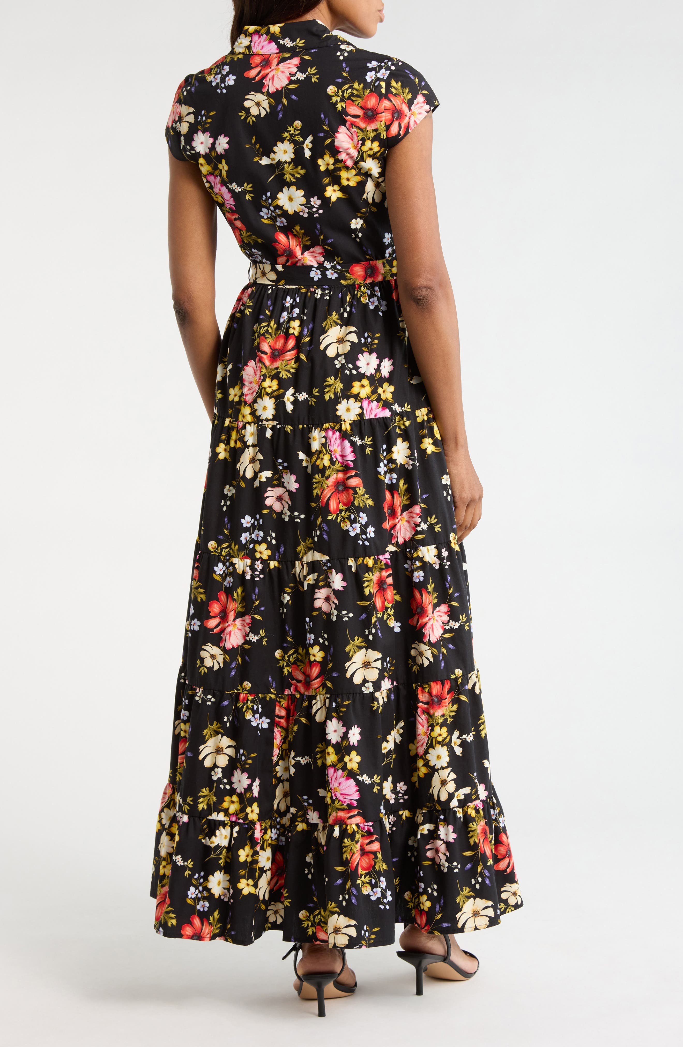 Floral Cap Sleeve Cotton Shirtdress - image 2