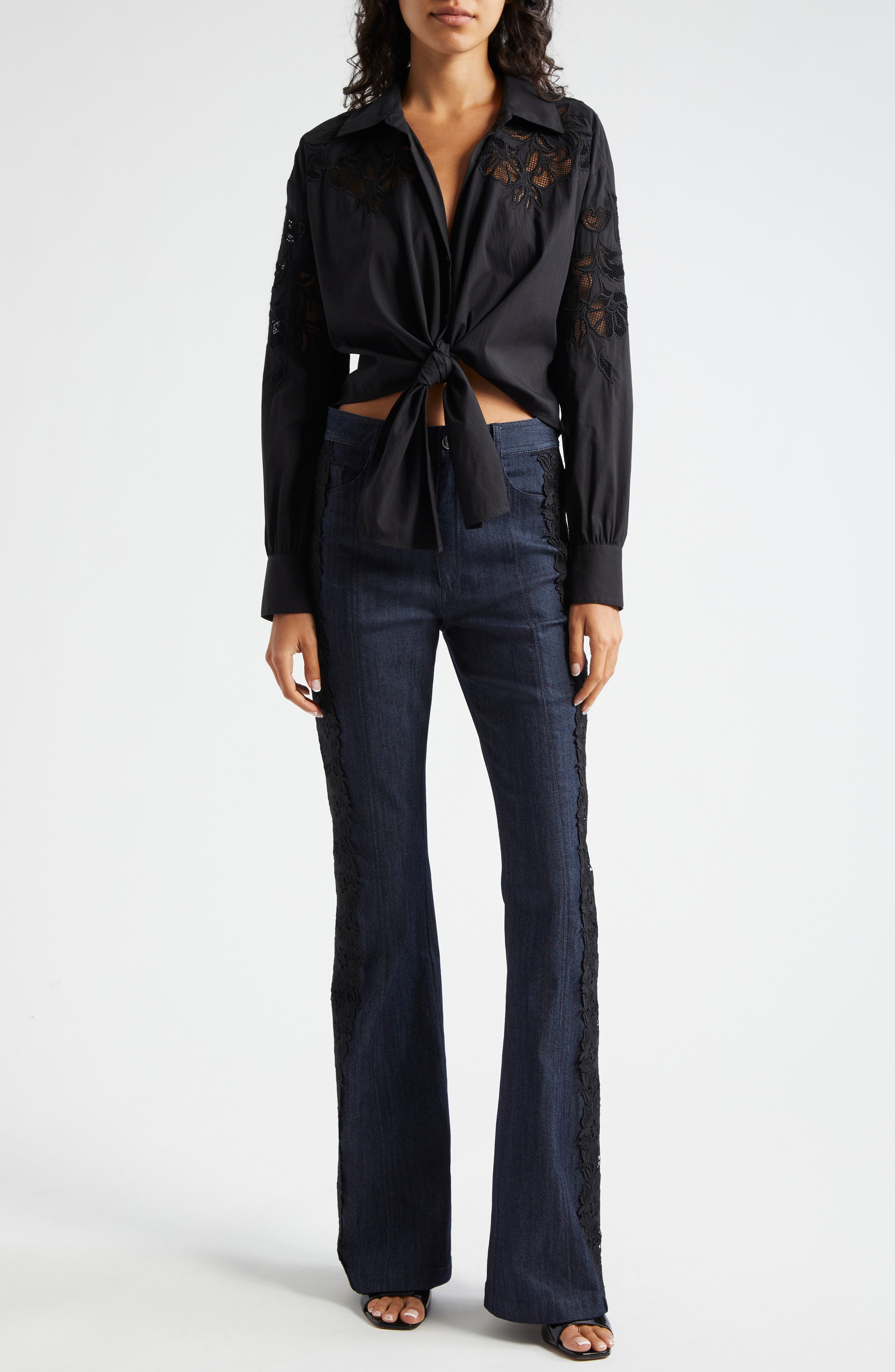 Marianna Mesh Embroidered Button-Up Shirt - image 2