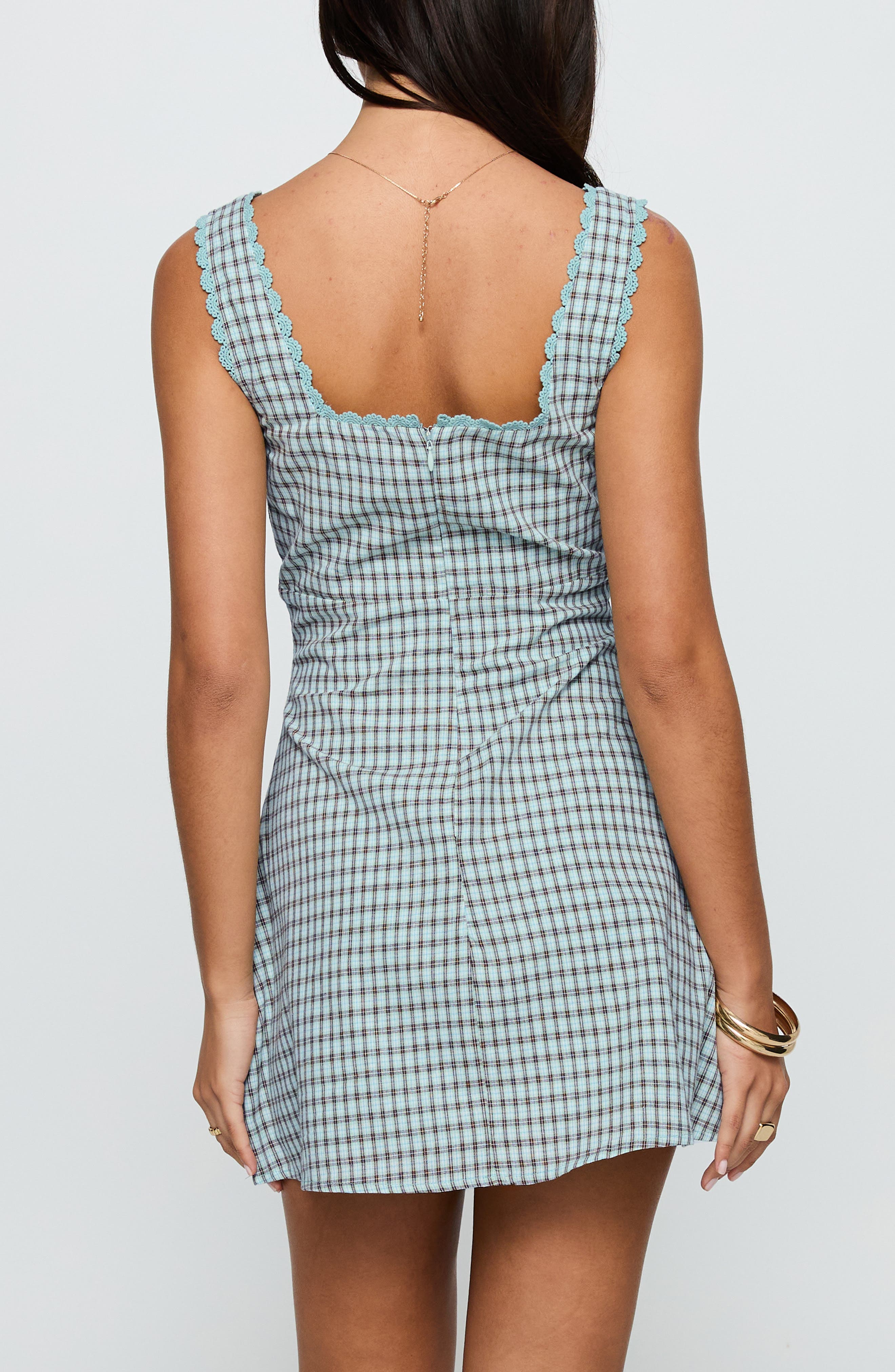 Dasha Check Cotton Fit & Flare Minidress - image 2