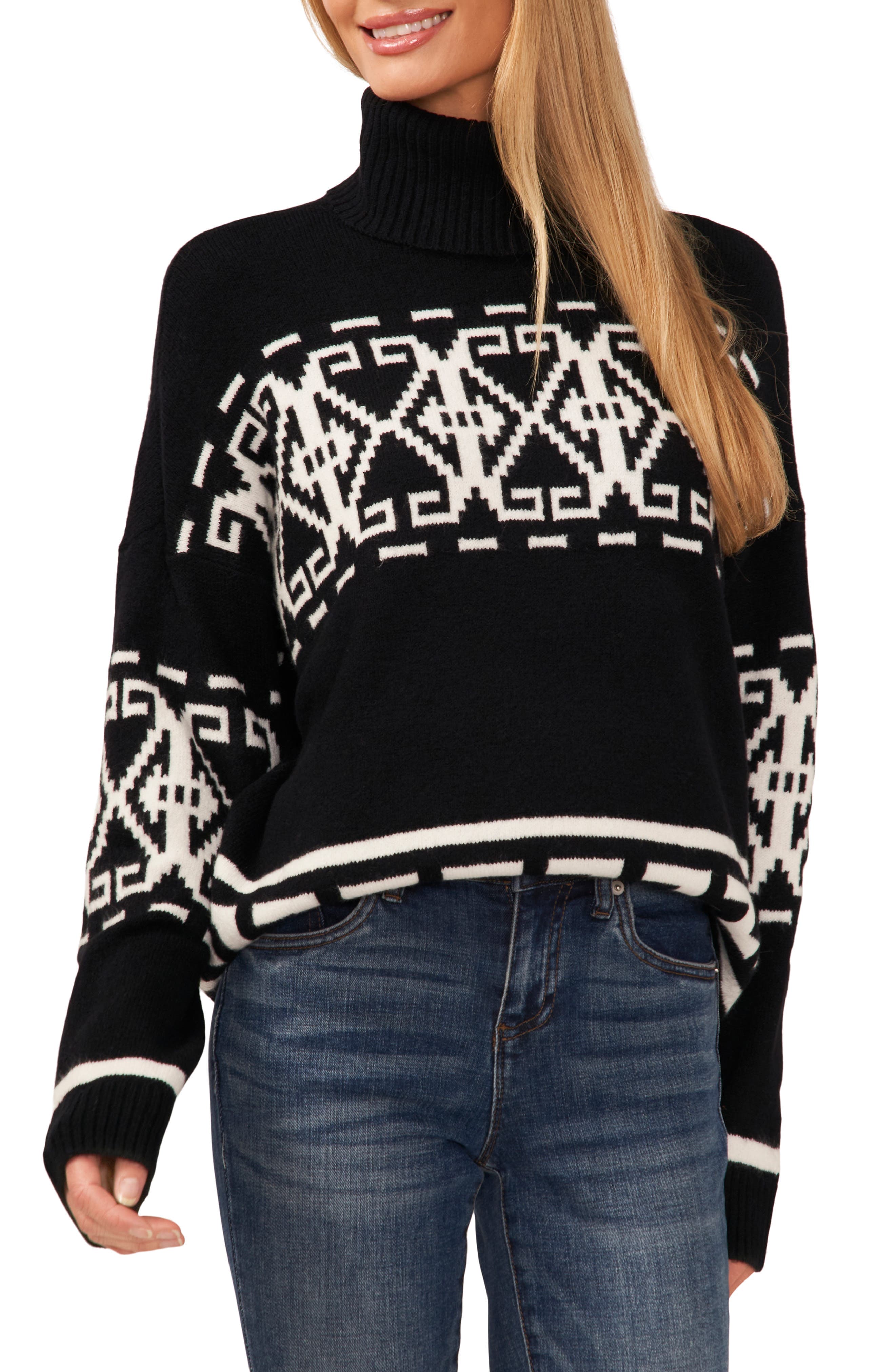 Fair Isle Turtleneck Sweater - image 1