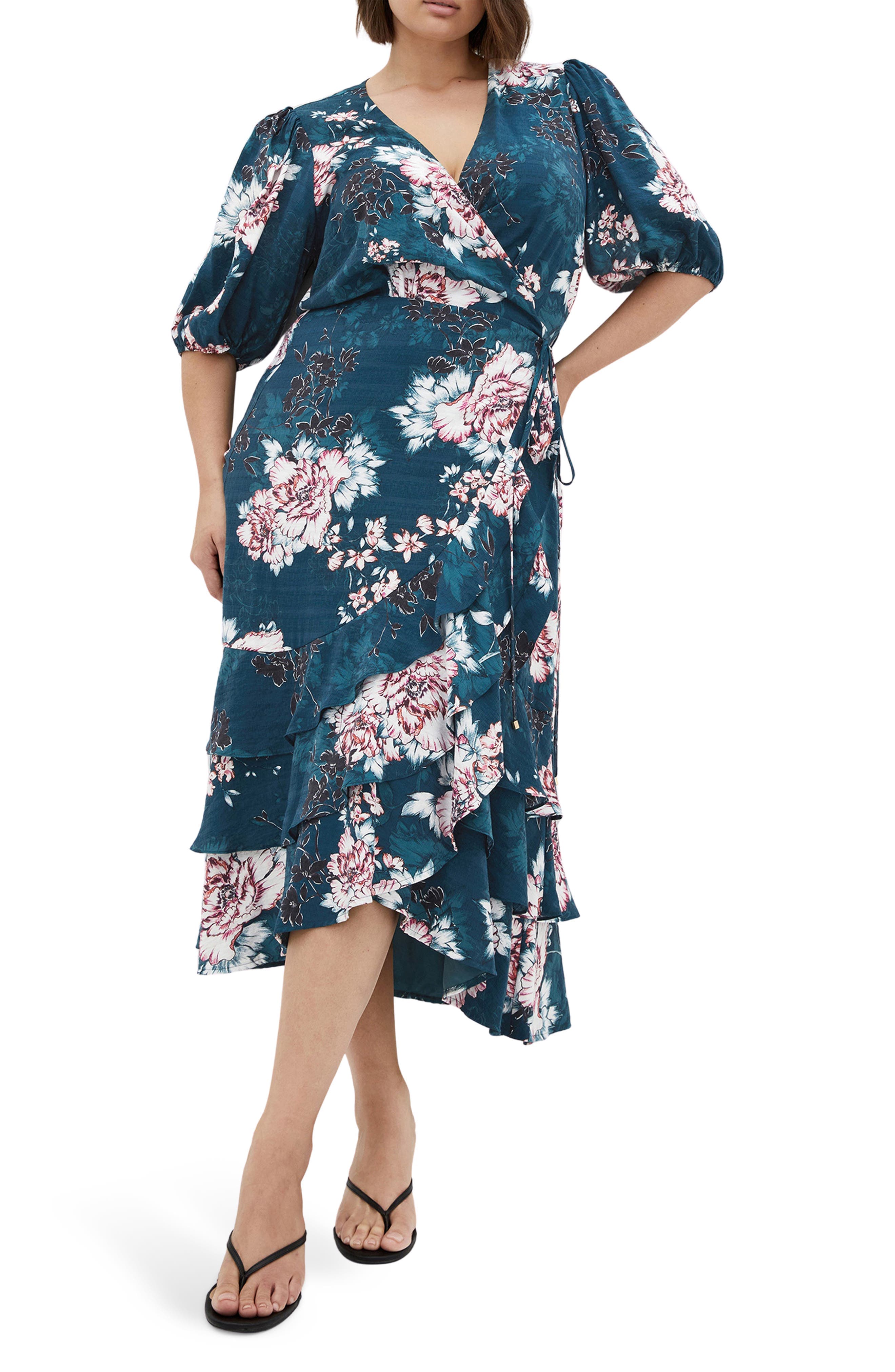 Bea Floral Midi Wrap Dress - image 1