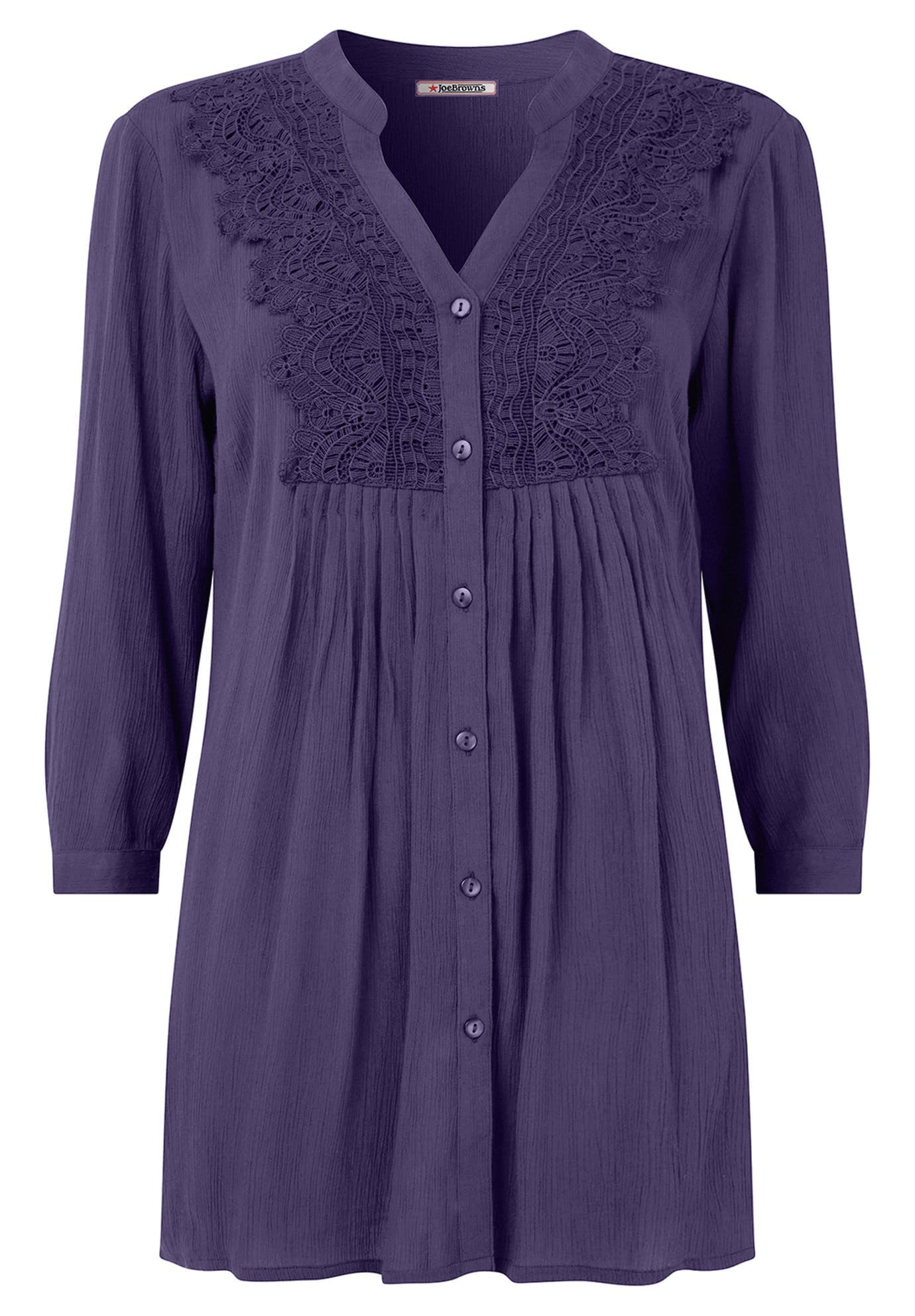 Crochet Trim Pintuck Shirt - image 2