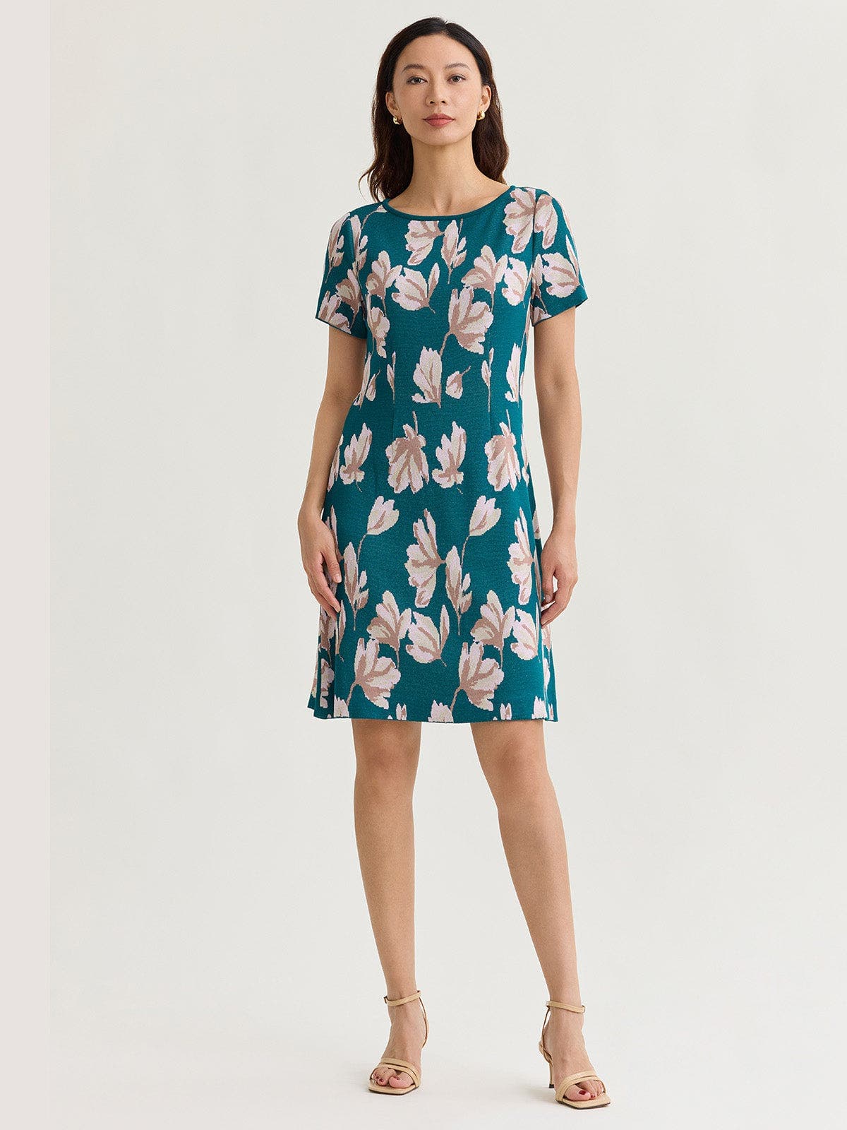 A-Line Floral Soft Knit Dress - image 1