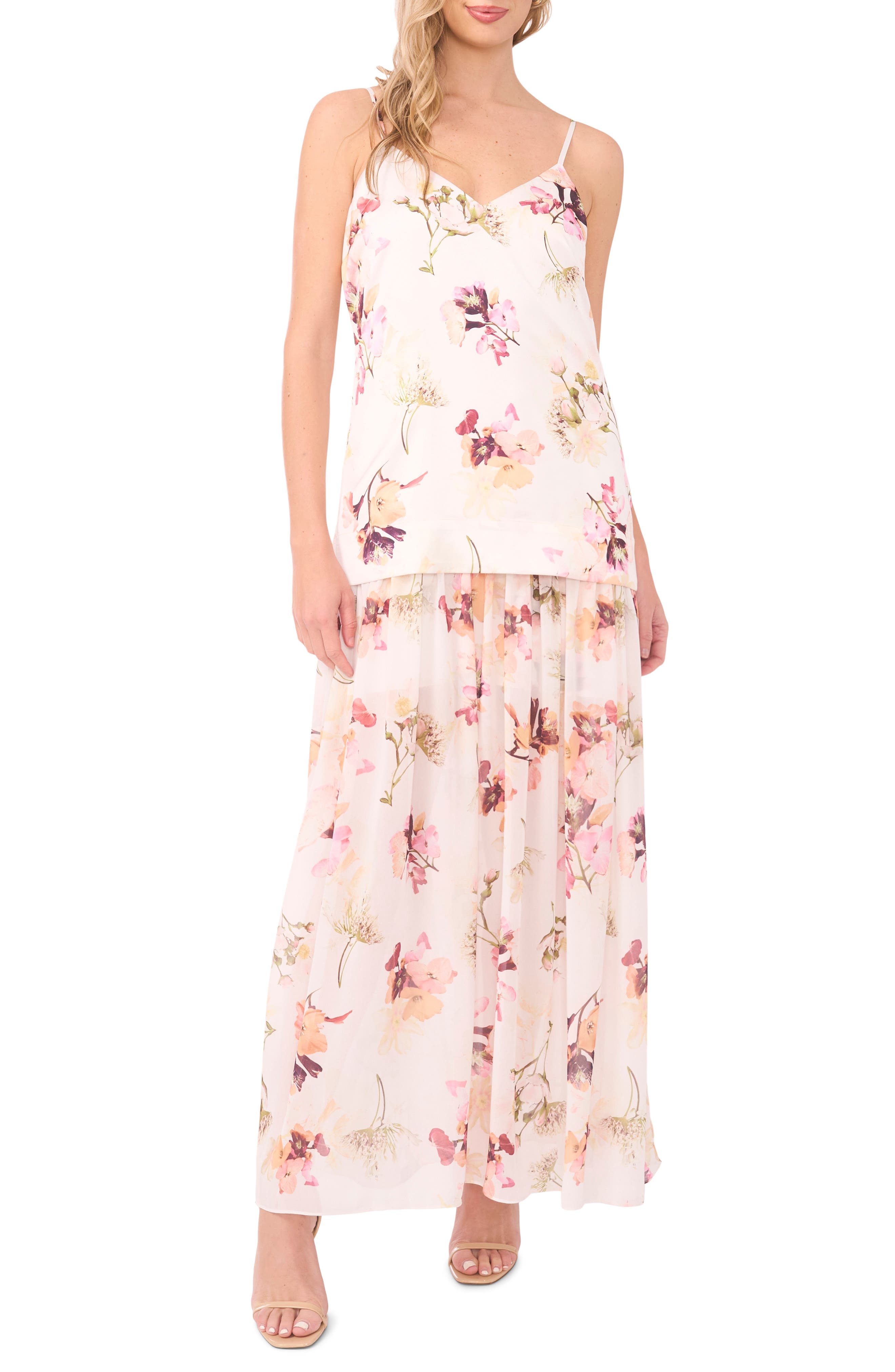 V-Neck Floral Slip Dress - image 1