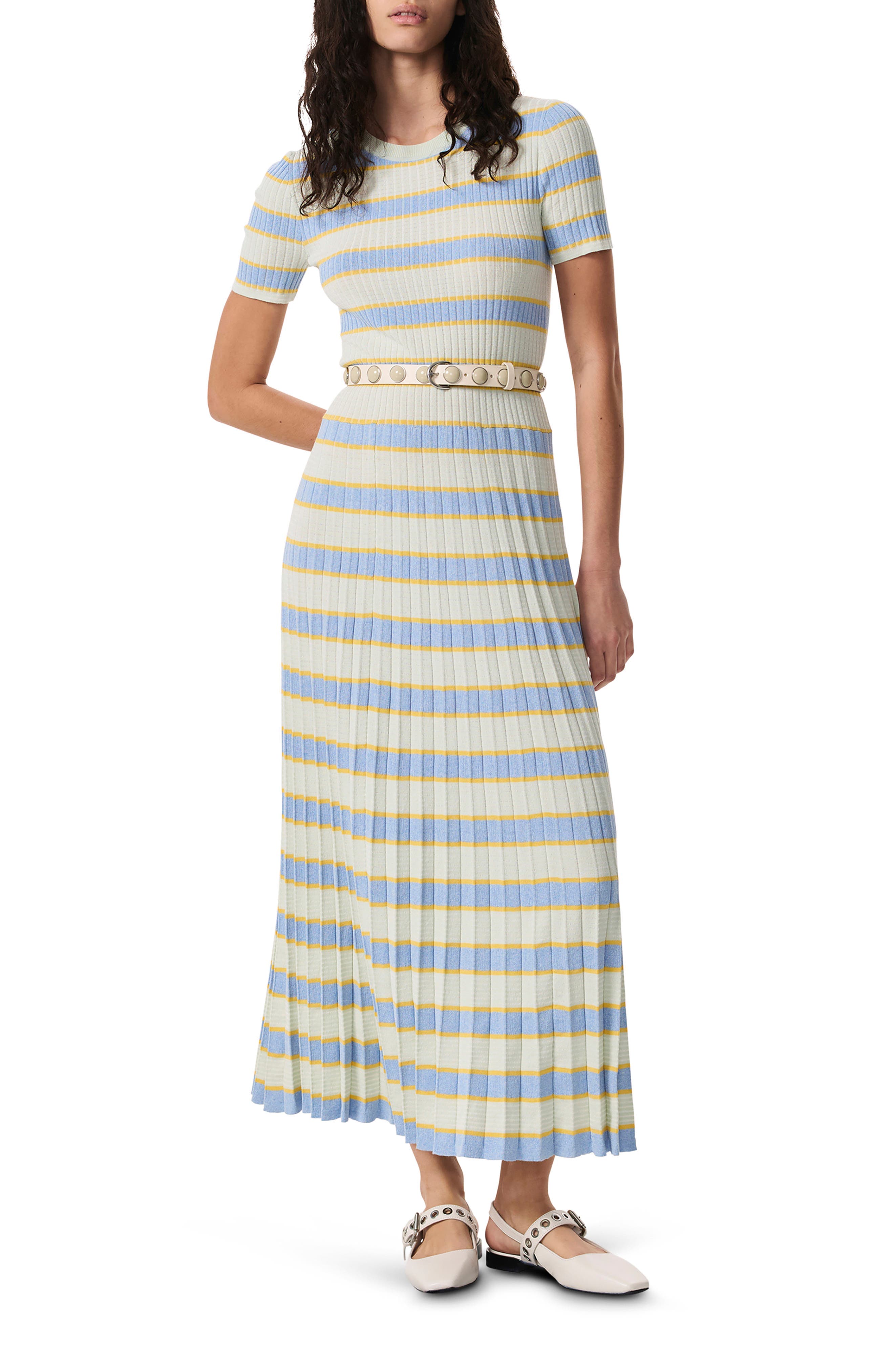Eloise Stripe Pleated Rib Sweater Dress - image 1