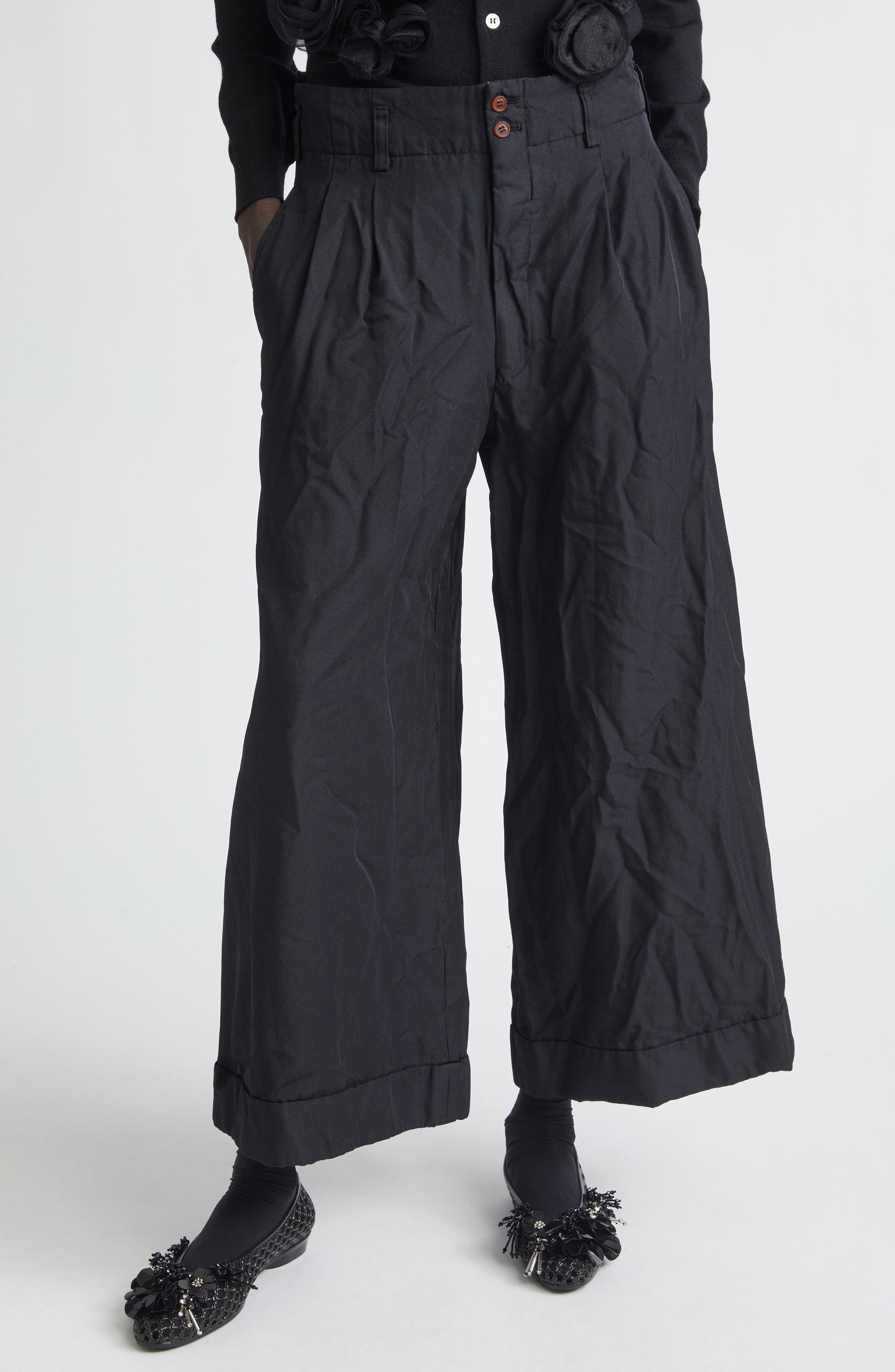 Crinkled Twill Wide Leg Pants - image 1