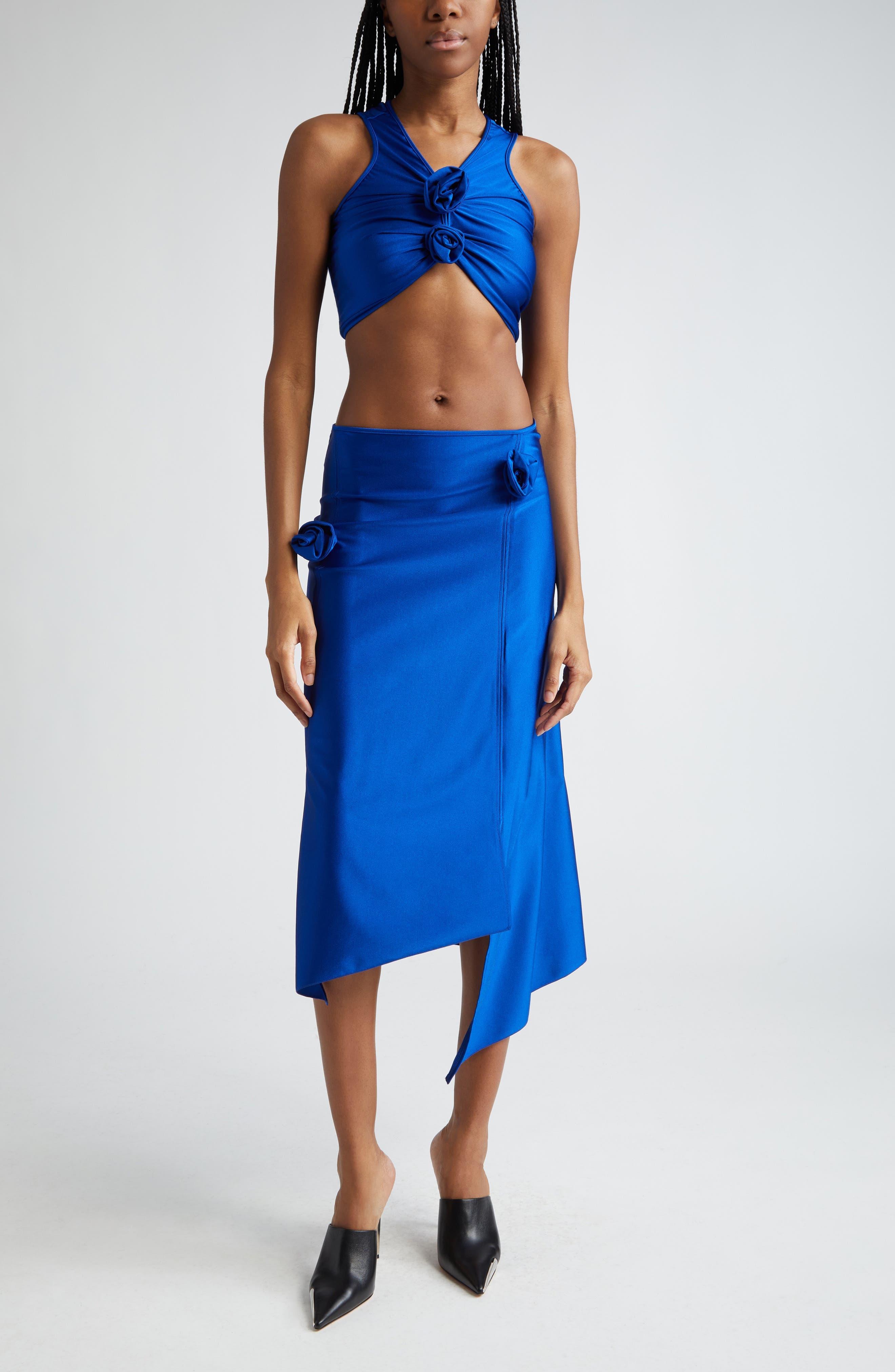 Rosette Racerback Stretch Jersey Crop Top - image 2