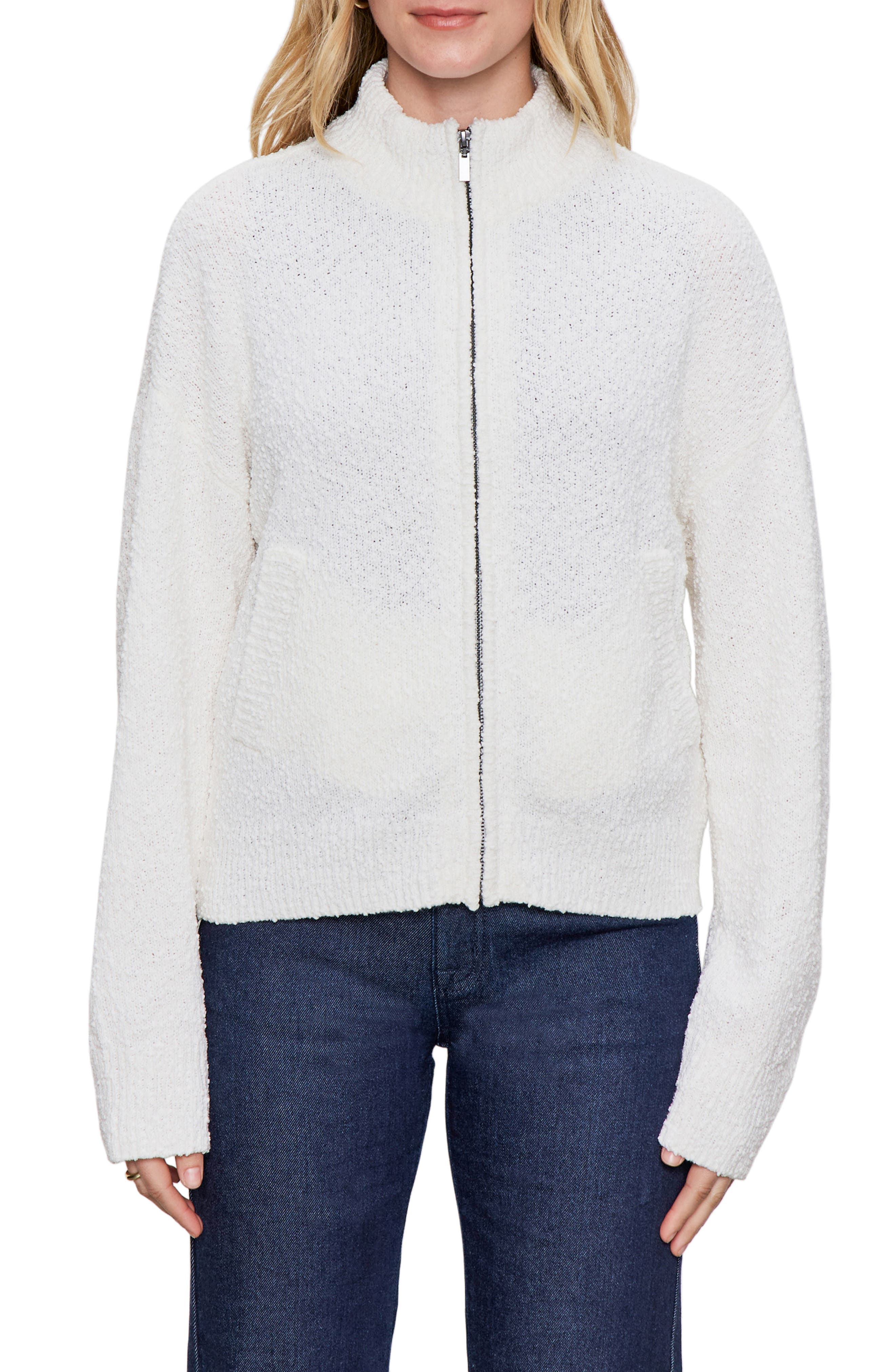 Boucle Knit Bomber Jacket - image 1