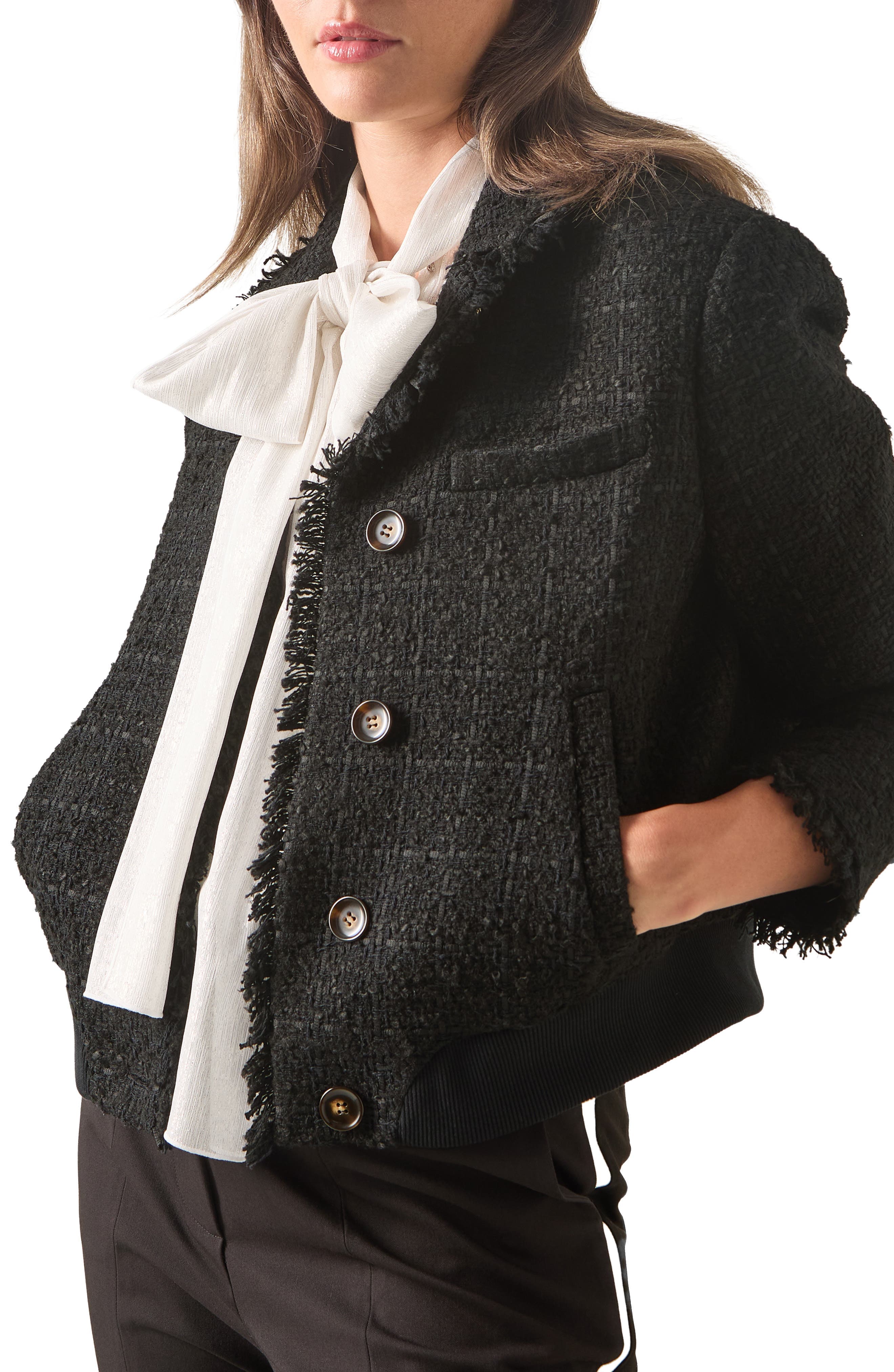 Pip Black Tweed Trim Bomber Jacket - image 1