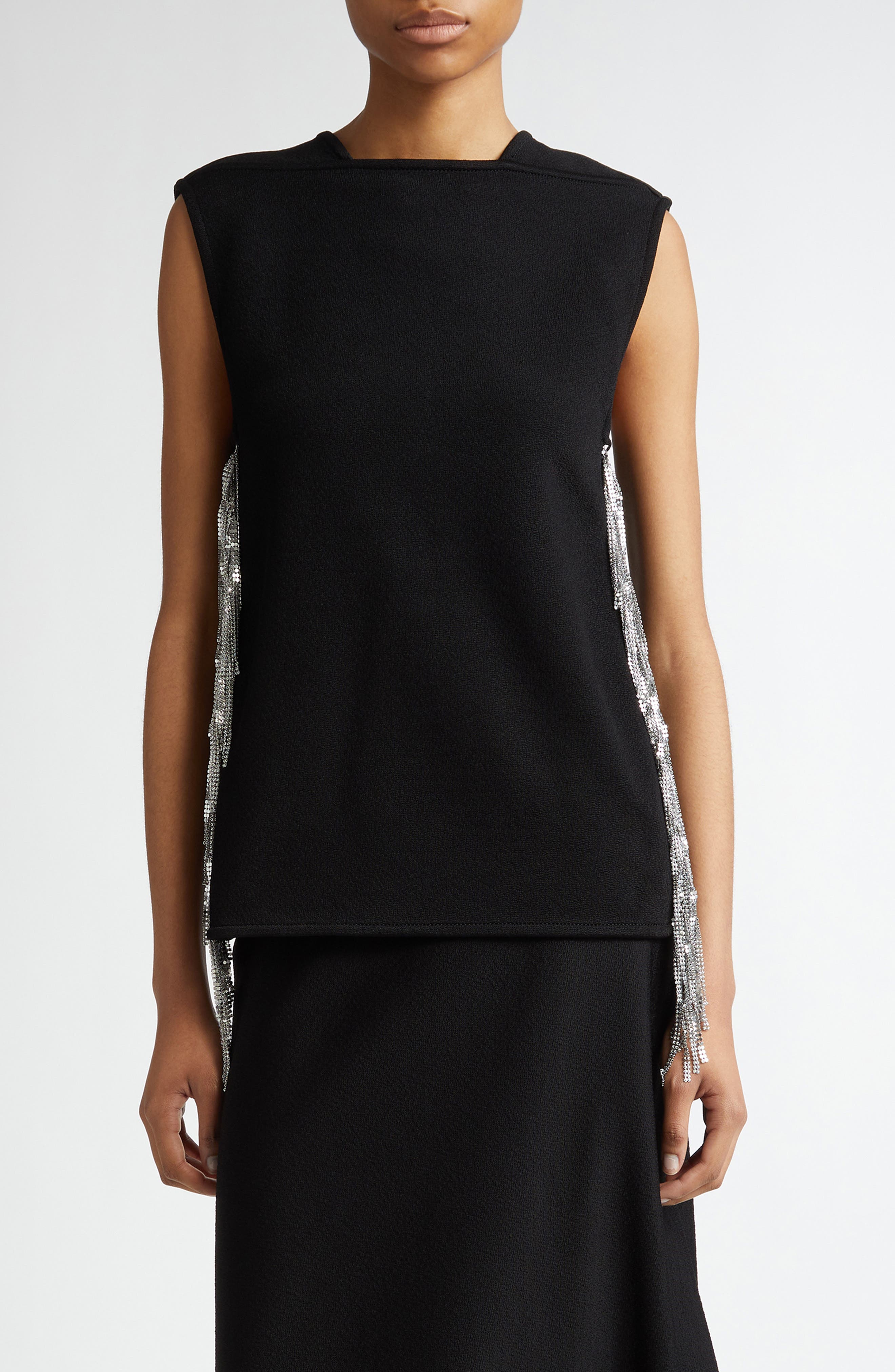 Fringe Embellished Sleeveless Top - image 1