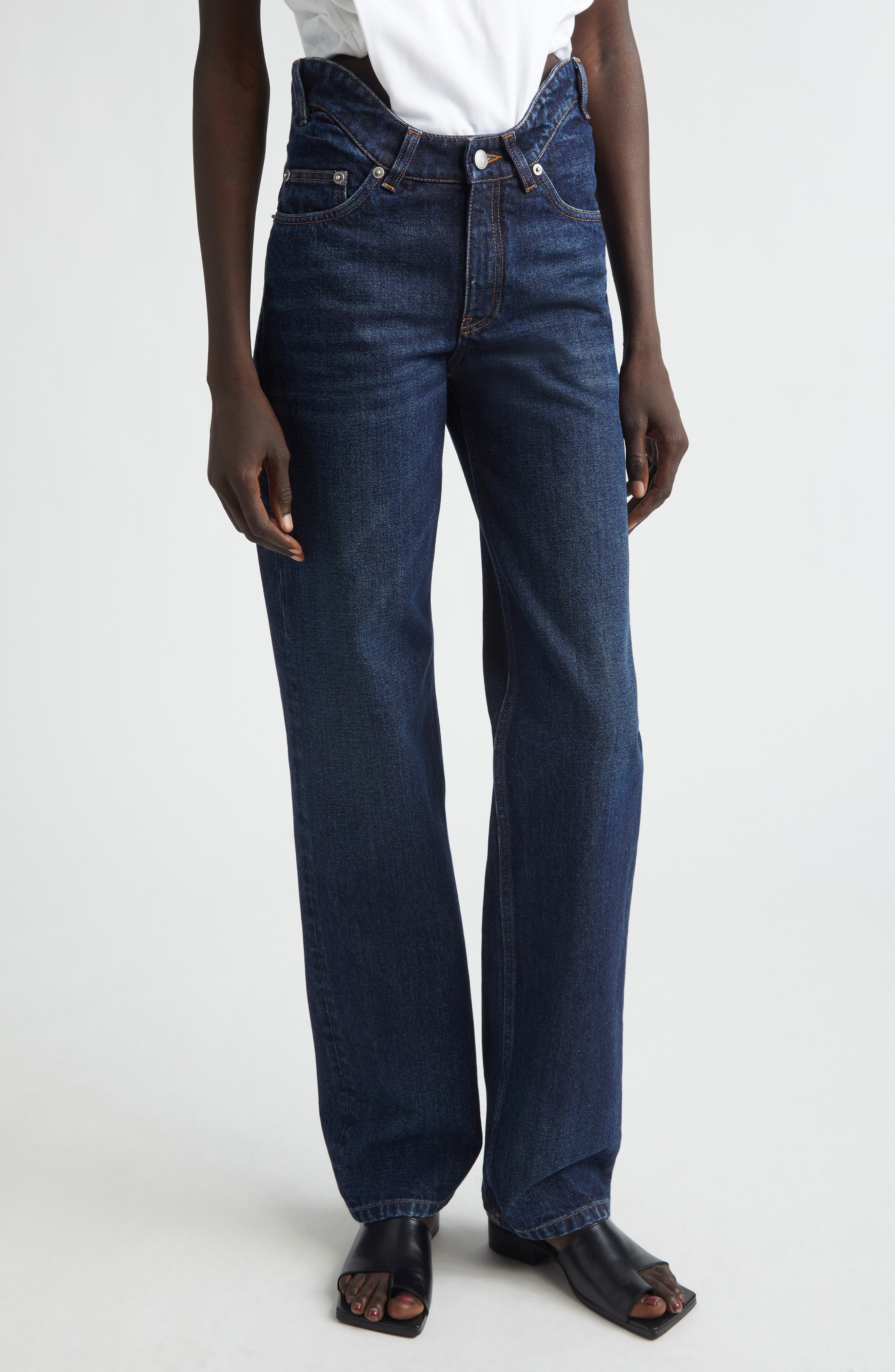 Curvy Waistband Straight Leg Jeans - image 1